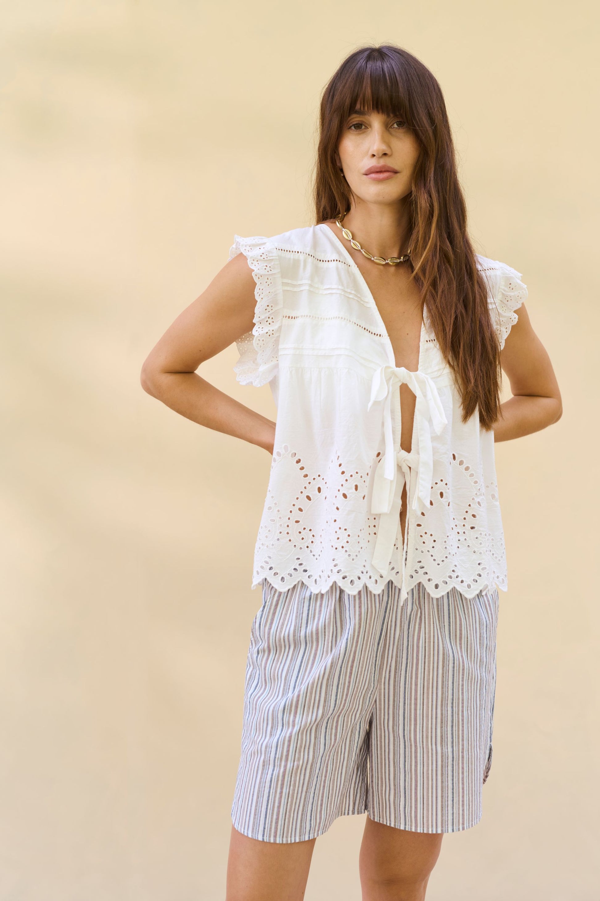 CULTURE TWILA STRIPED SHORTS - BLUE