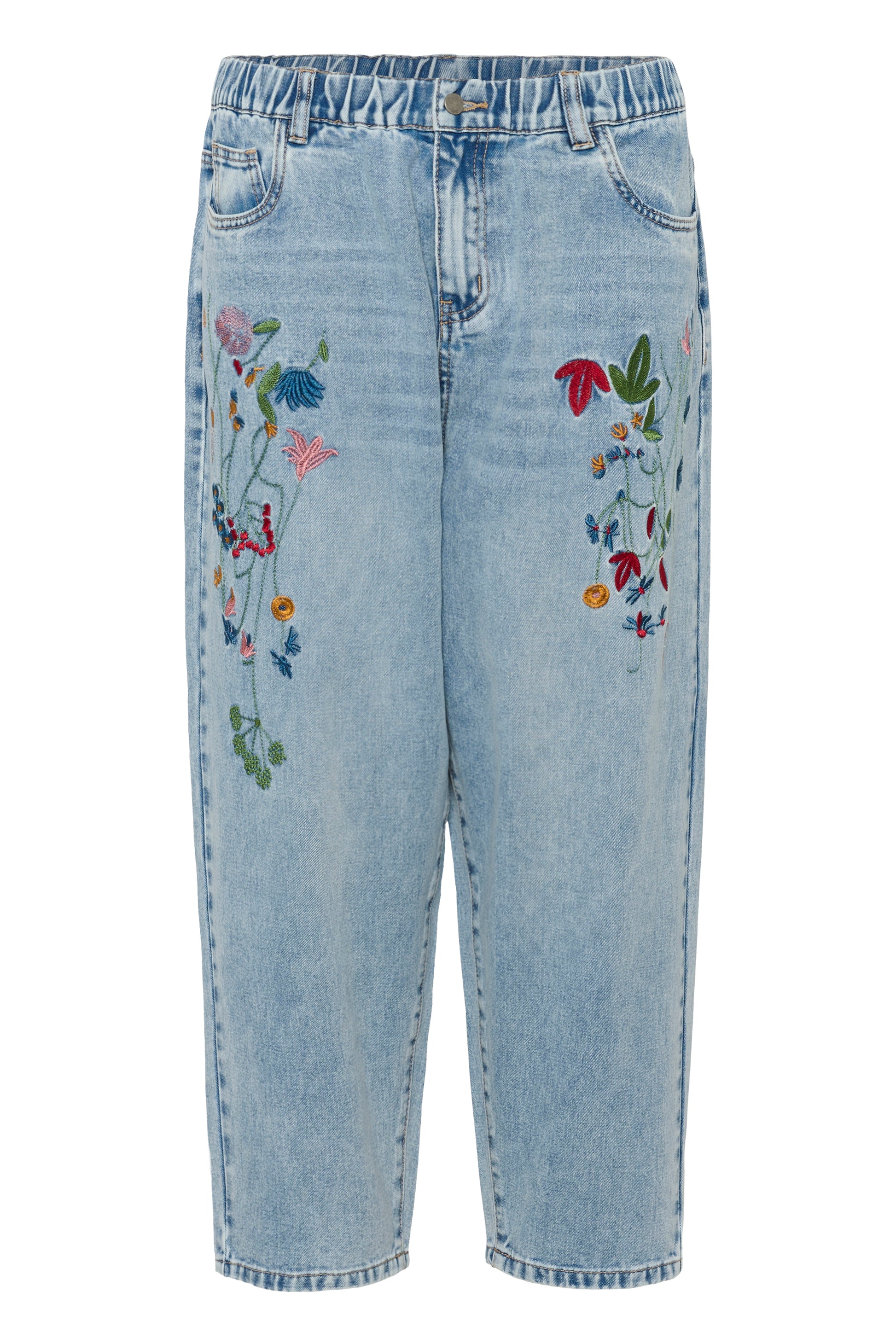 CULTURE TIALA EMBROIDERED JEANS - LIGHT BLUE WASH