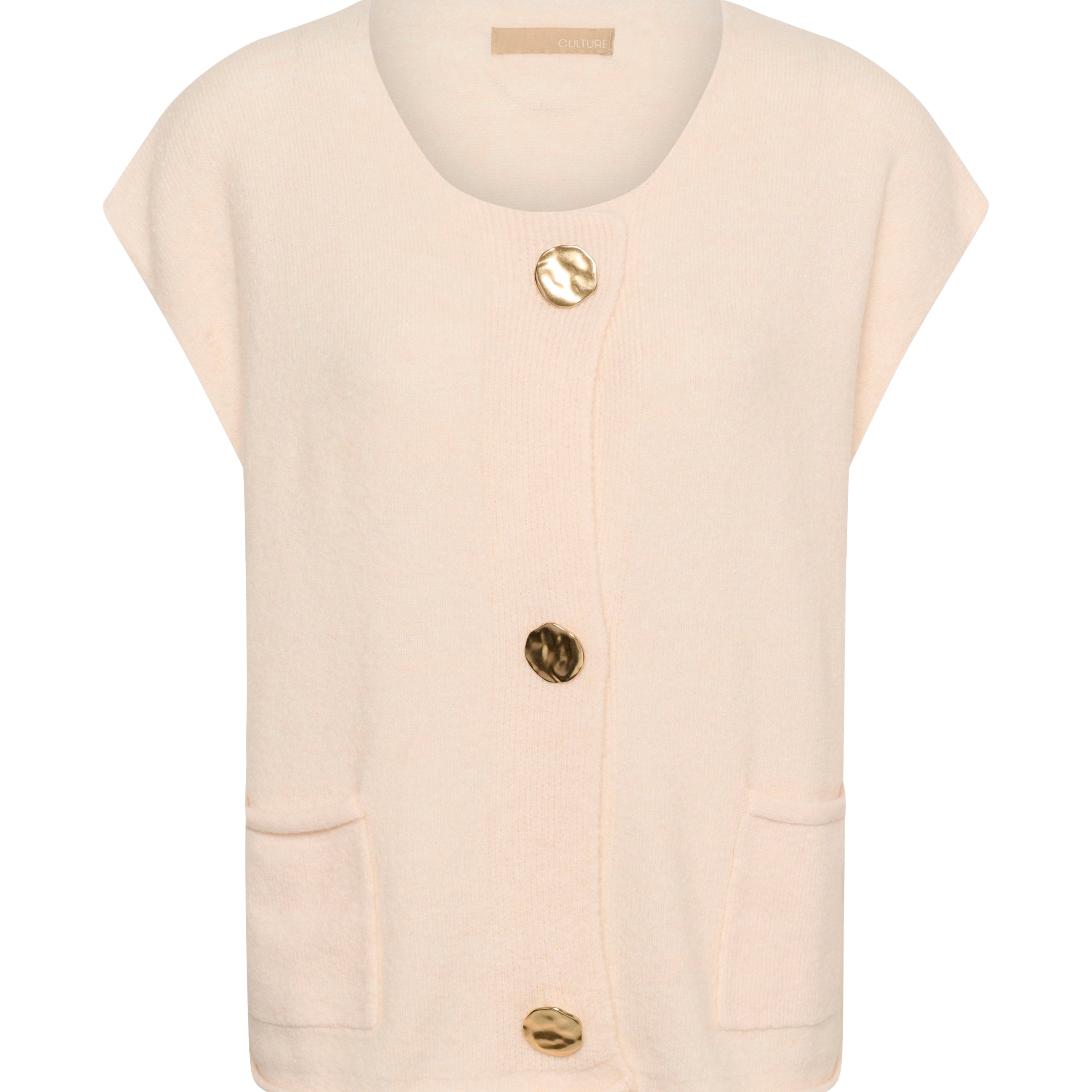 CULTURE BENNI BUTTON VEST - WHITECAP