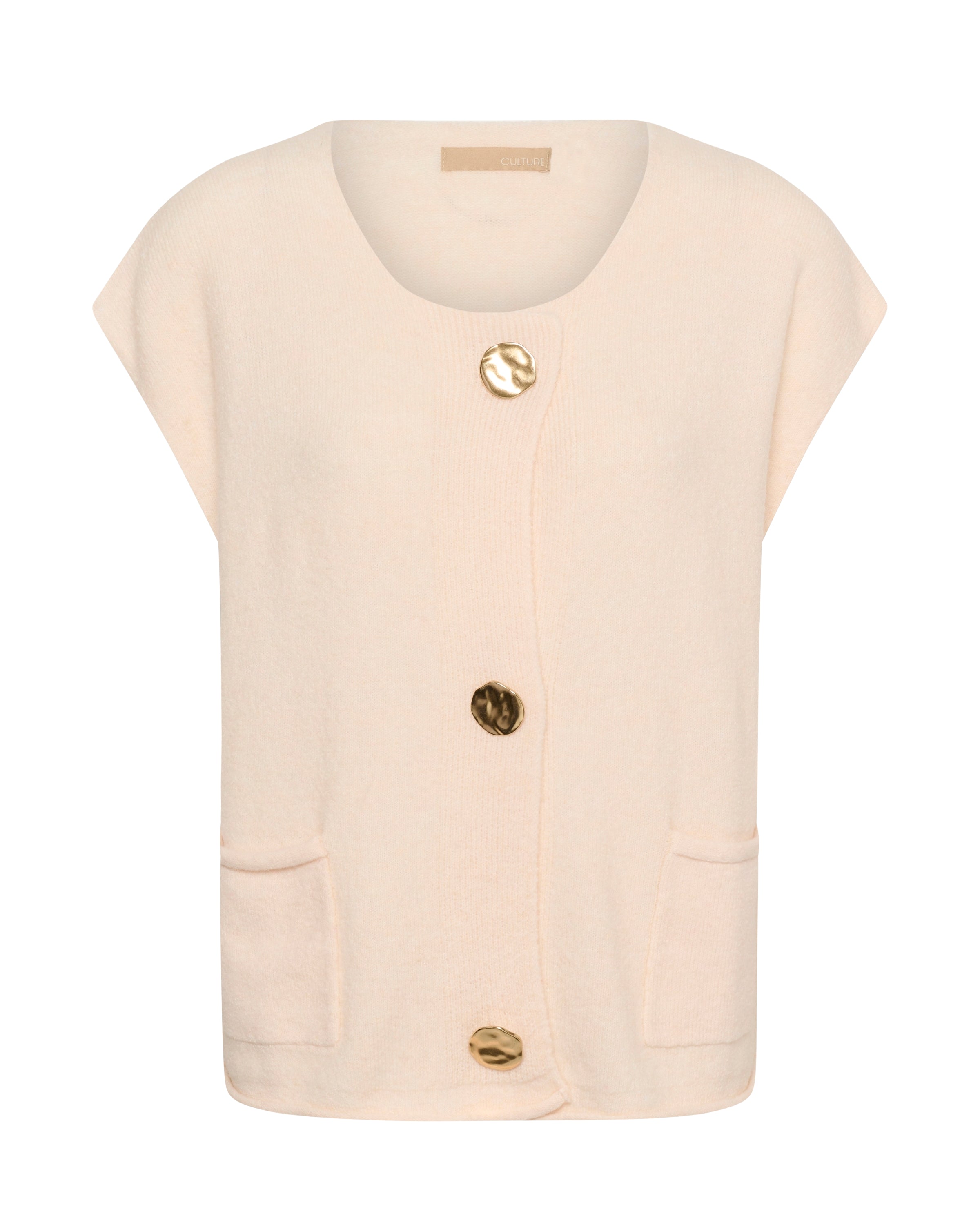 CULTURE BENNI BUTTON VEST - WHITECAP