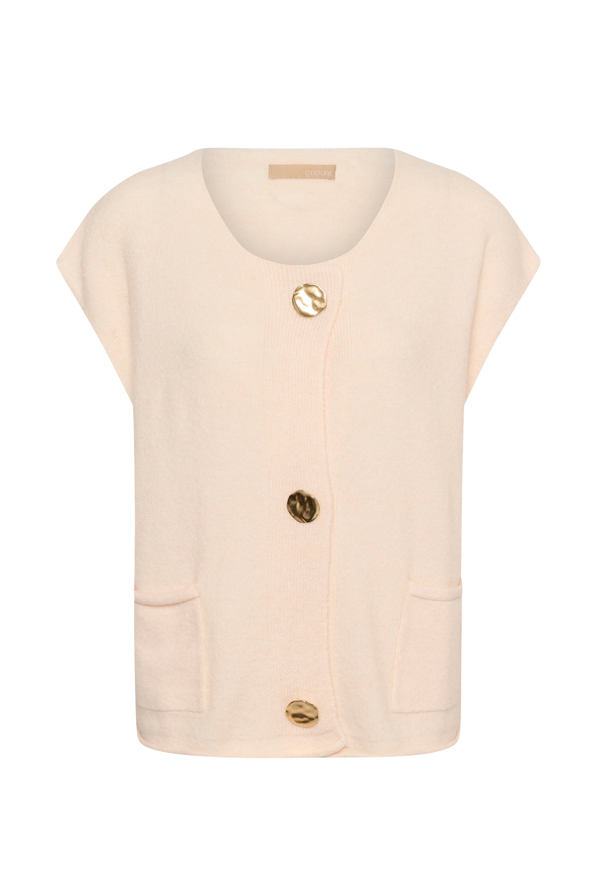 CULTURE BENNI BUTTON VEST - WHITECAP