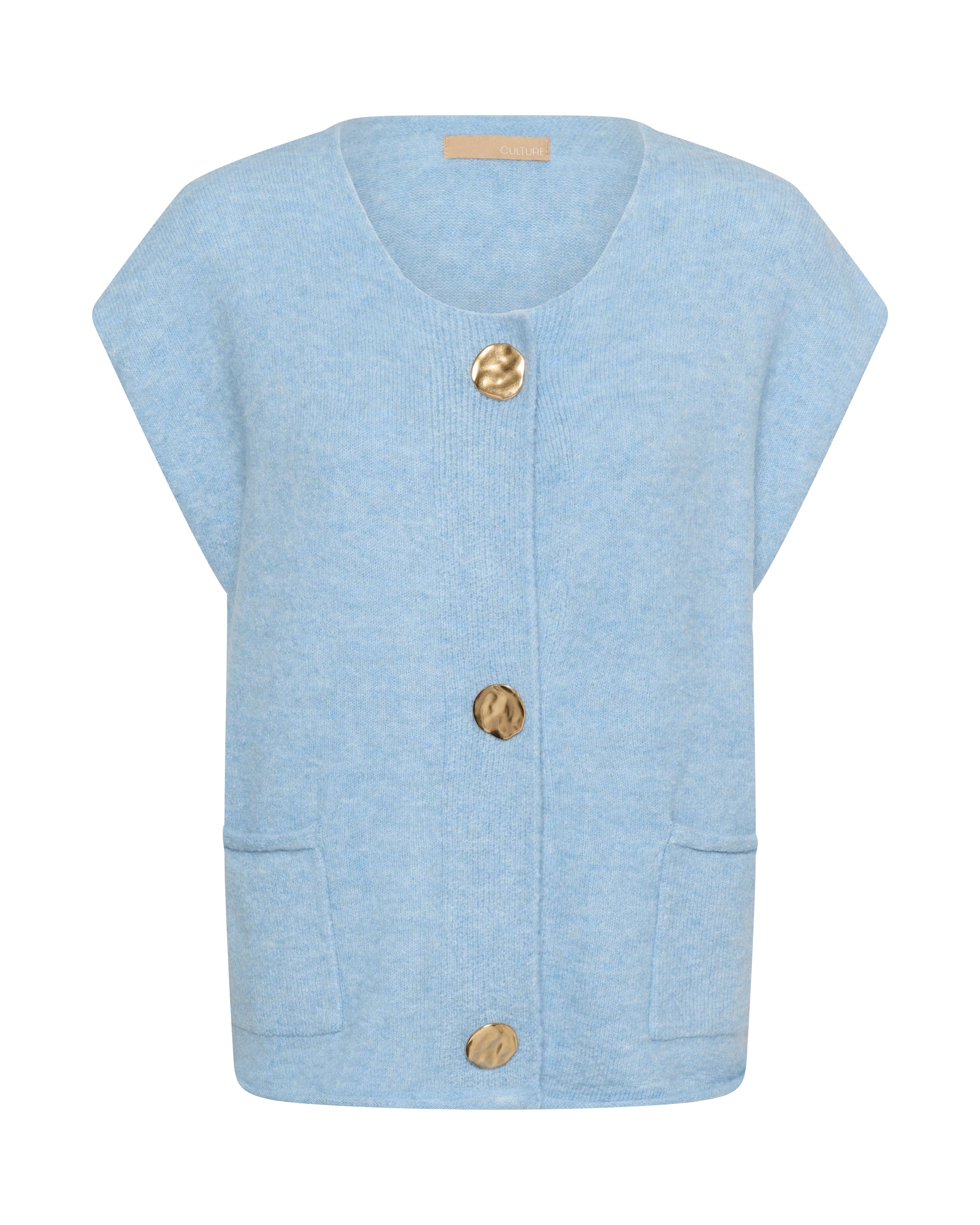 CULTURE BENNI BUTTON VEST - CASHMERE BLUE