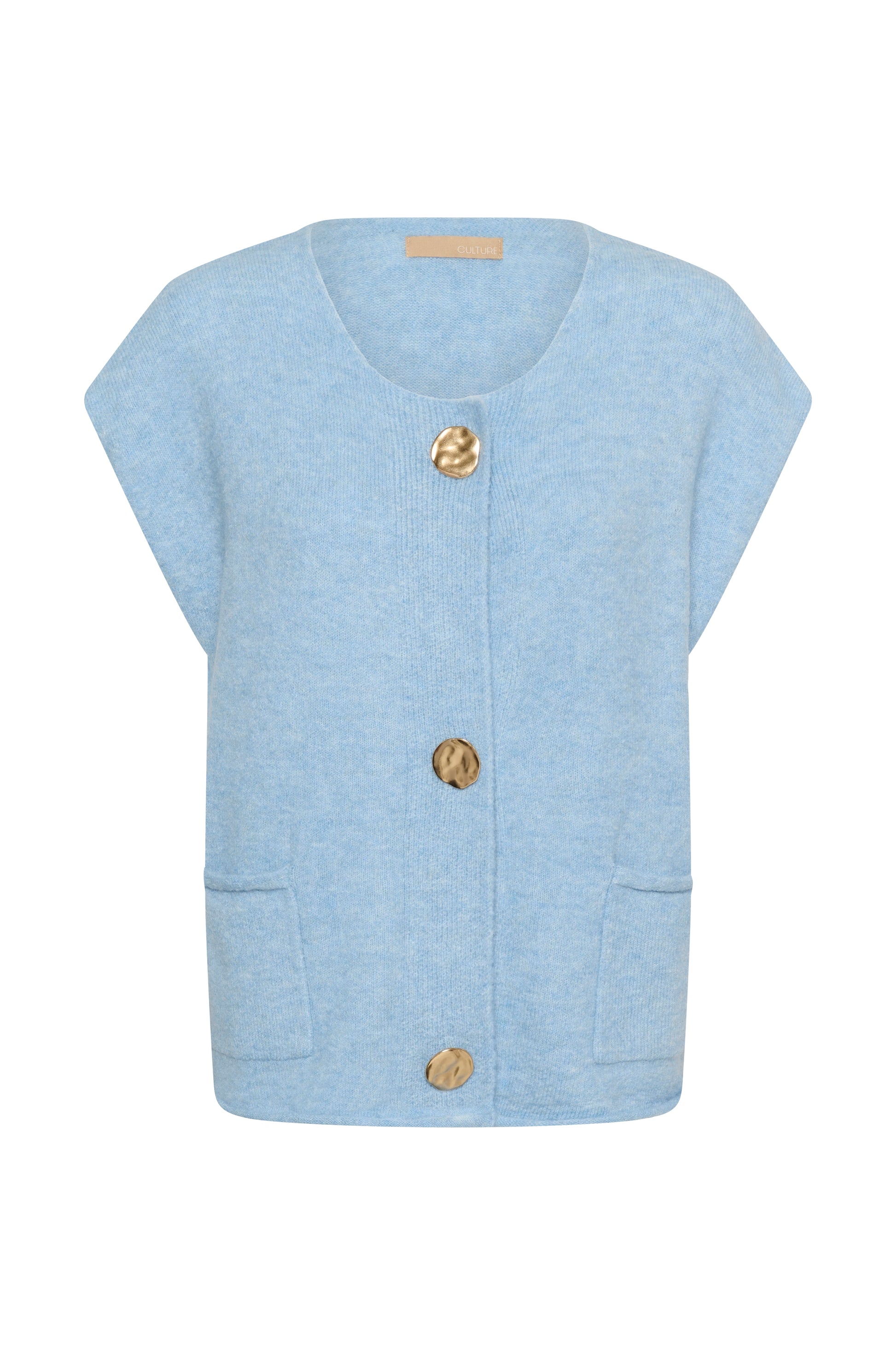 CULTURE BENNI BUTTON VEST - CASHMERE BLUE