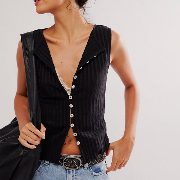 FREE PEOPLE TILLY VEST - BLACK