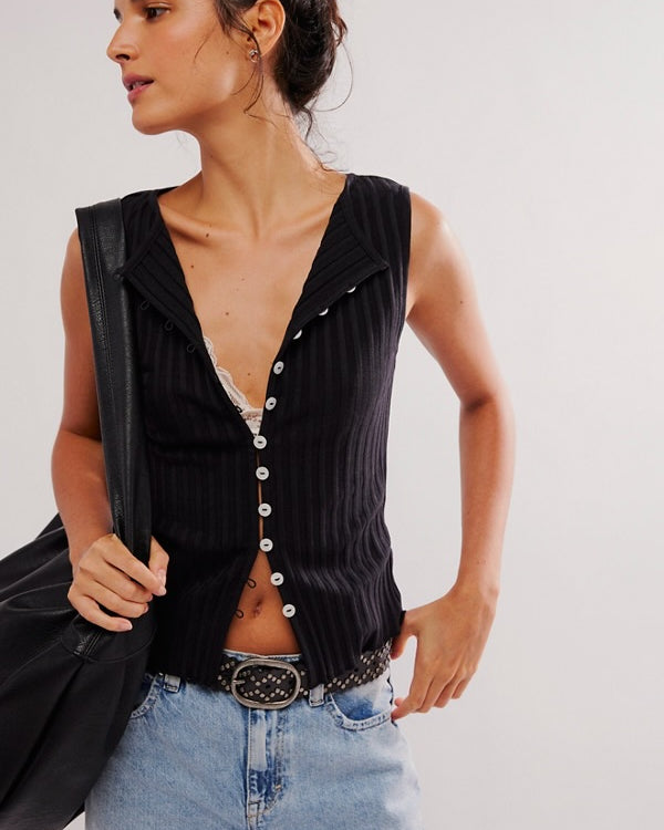 FREE PEOPLE TILLY VEST - BLACK