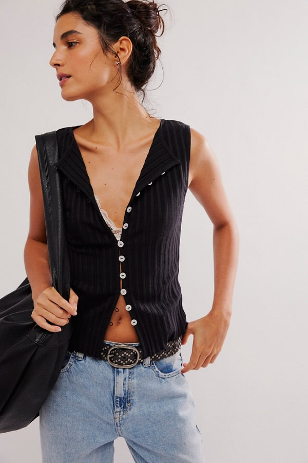 FREE PEOPLE TILLY VEST - BLACK