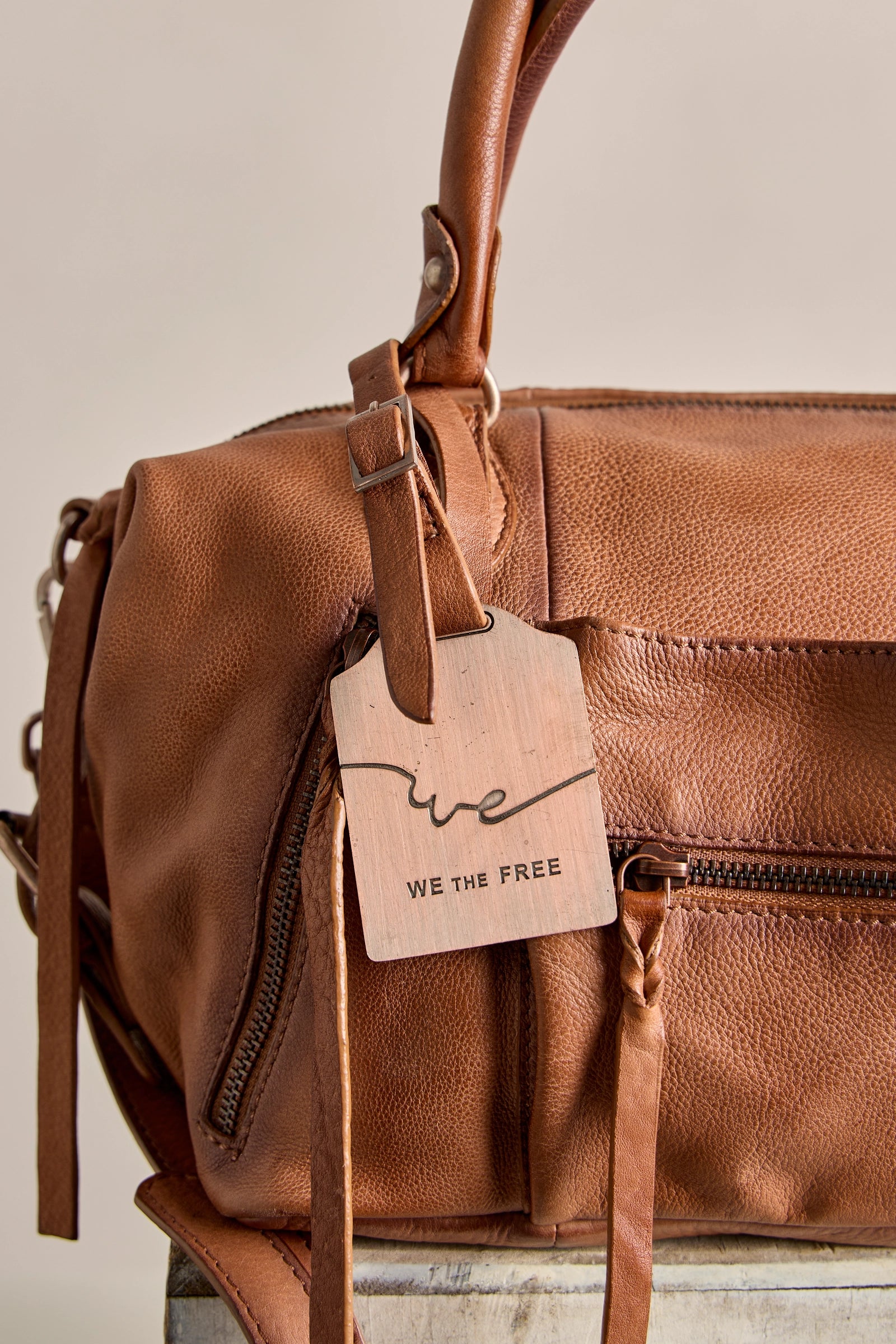 FREE PEOPLE BABY EMERSON LEATHER TOTE - SADDLE
