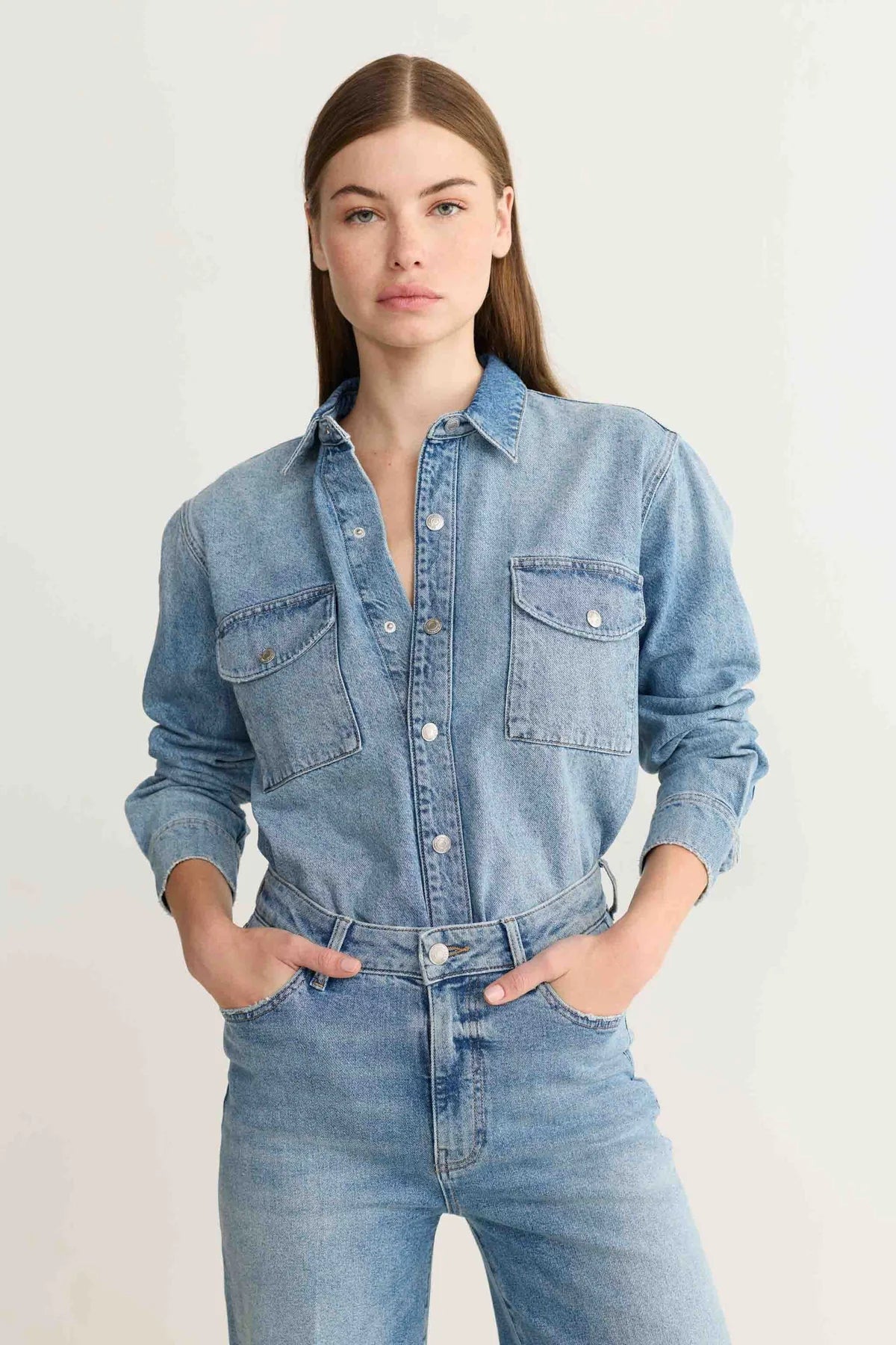 WARP + WEFT DENIM SHIRT - MEDIUM WASH