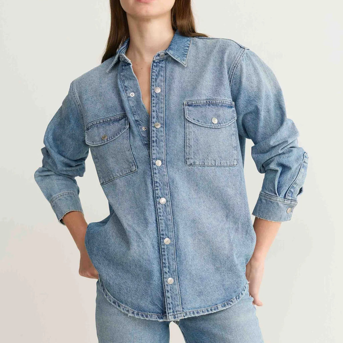 WARP + WEFT DENIM SHIRT - MEDIUM WASH