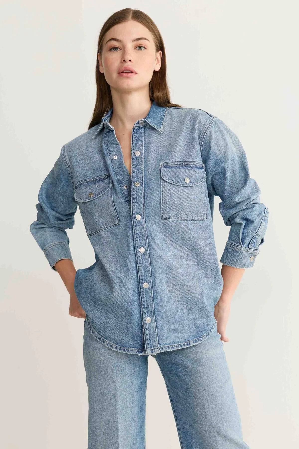 WARP + WEFT DENIM SHIRT - MEDIUM WASH