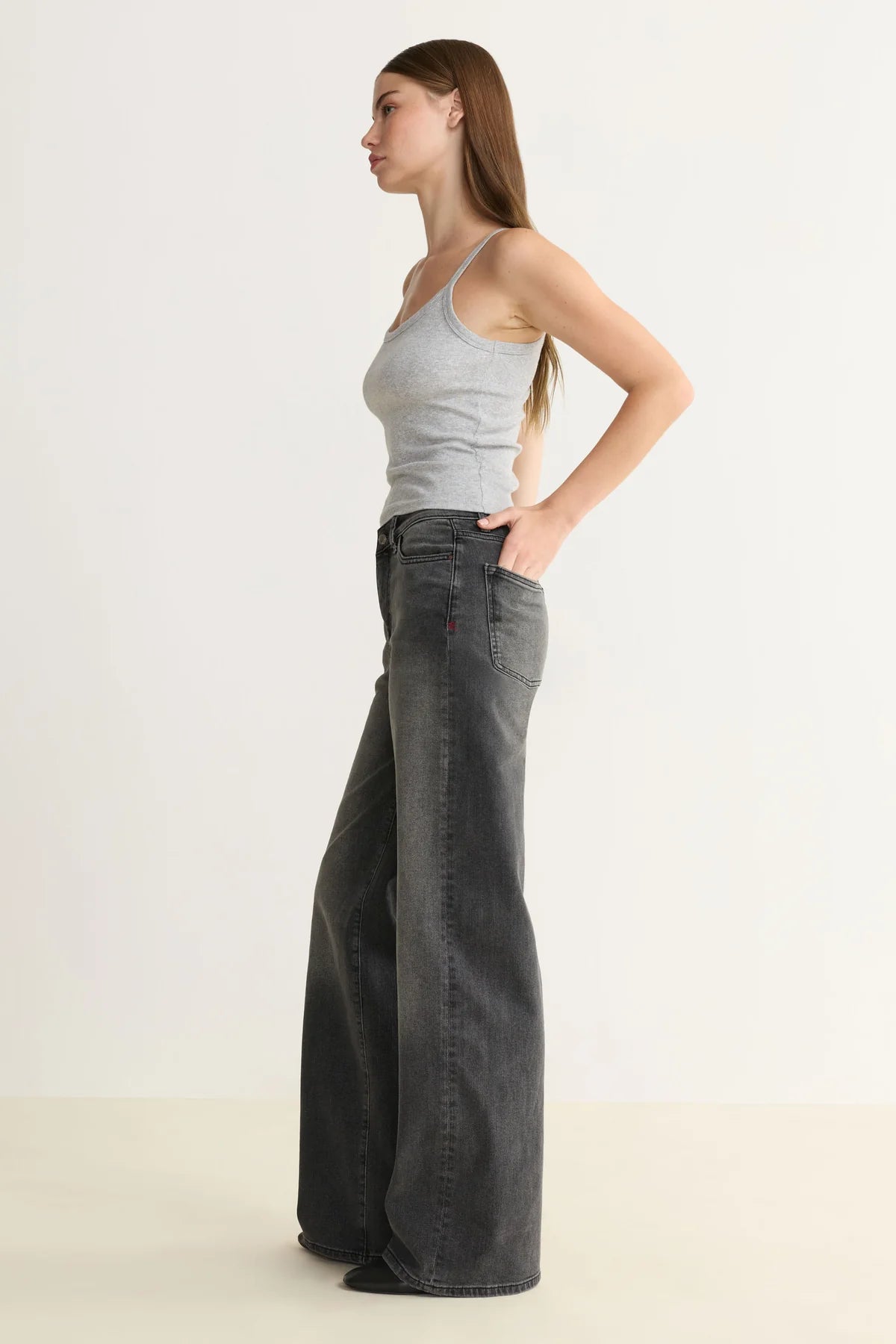 WARP + WEFT NCE WIDE LEG JEANS - OVERCAST