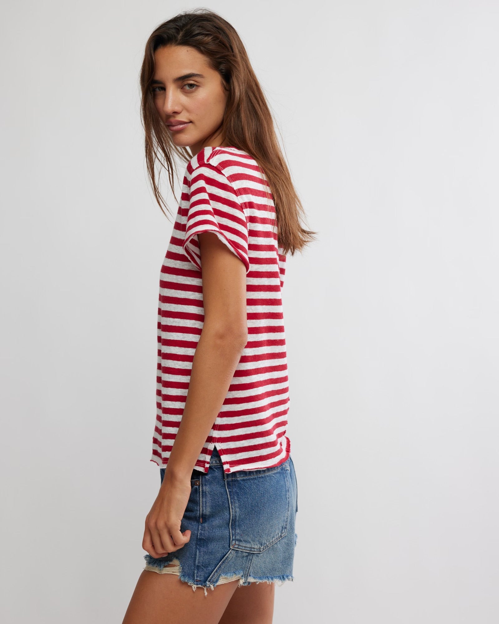 FREE PEOPLE NORA TEE - RED COMBO