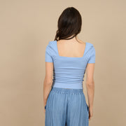 STACY CROPPED TEE - BLUE SHADOW
