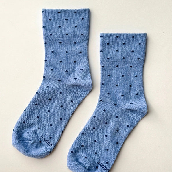LE BON SHOPPE PRINTED SNEAKER SOCKS - BLUE NAVY