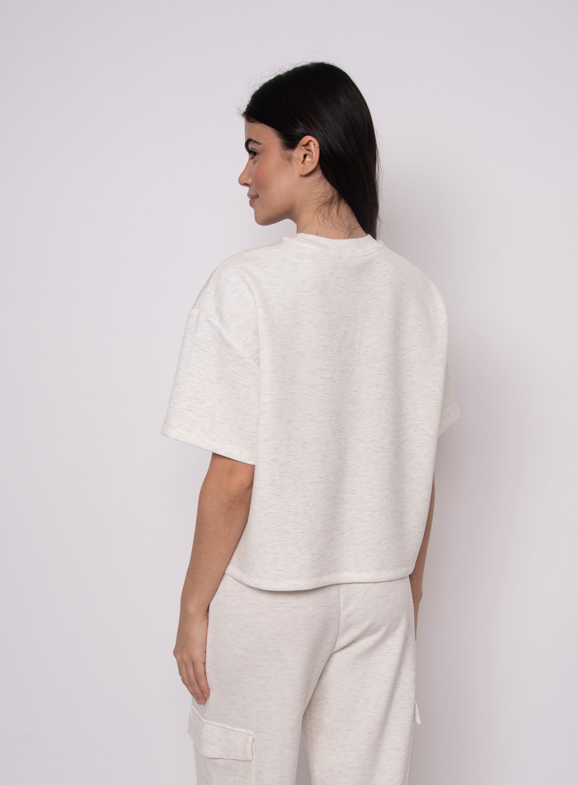 TESS SOFT KNIT TEE - IVORY MELANGE