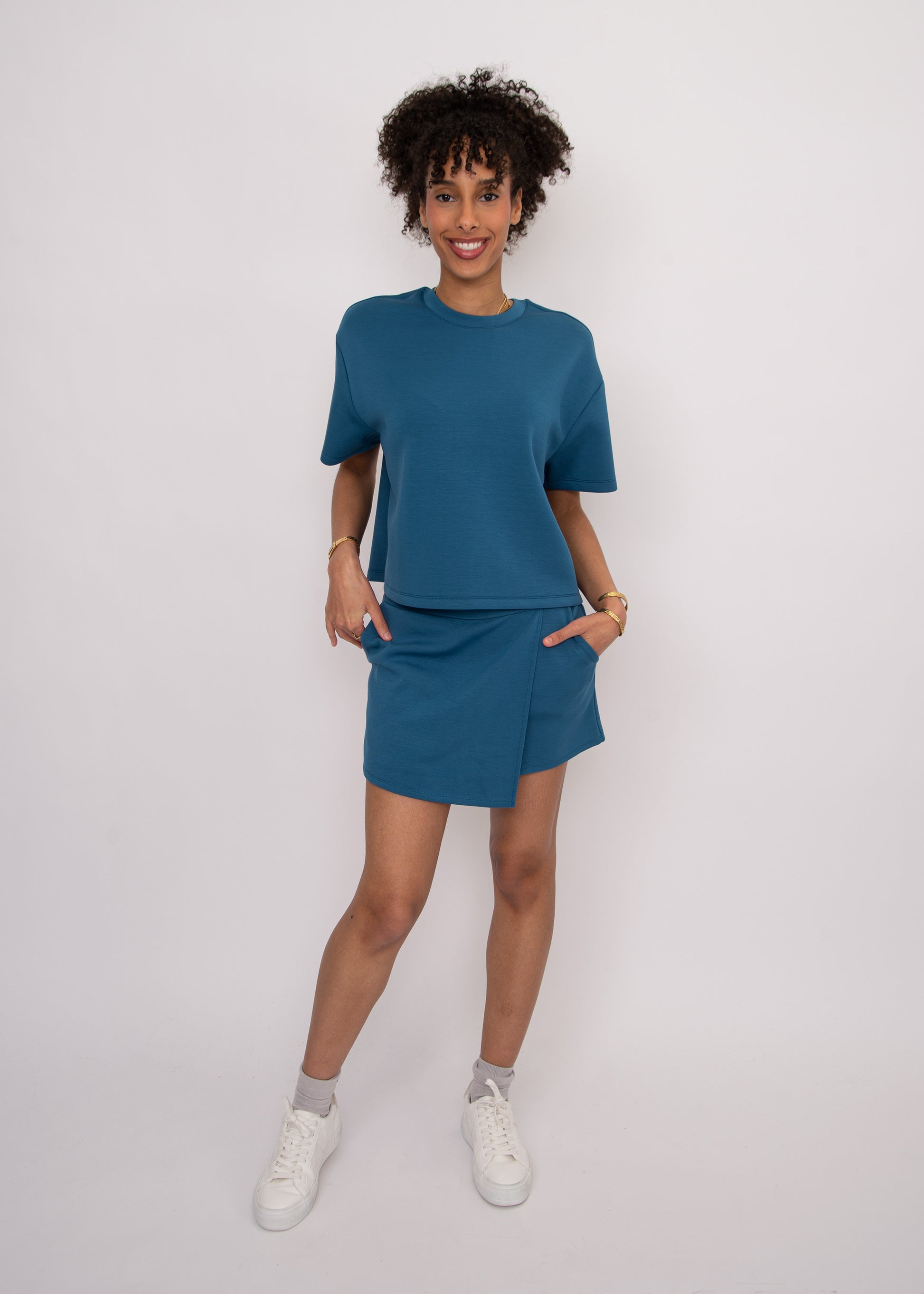 TESS SOFT KNIT TEE - BORDER BLUE
