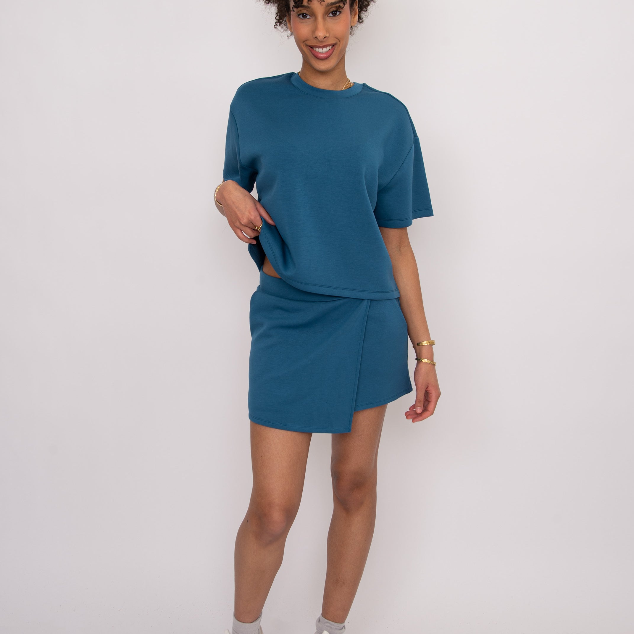 TESS SOFT KNIT TEE - BORDER BLUE
