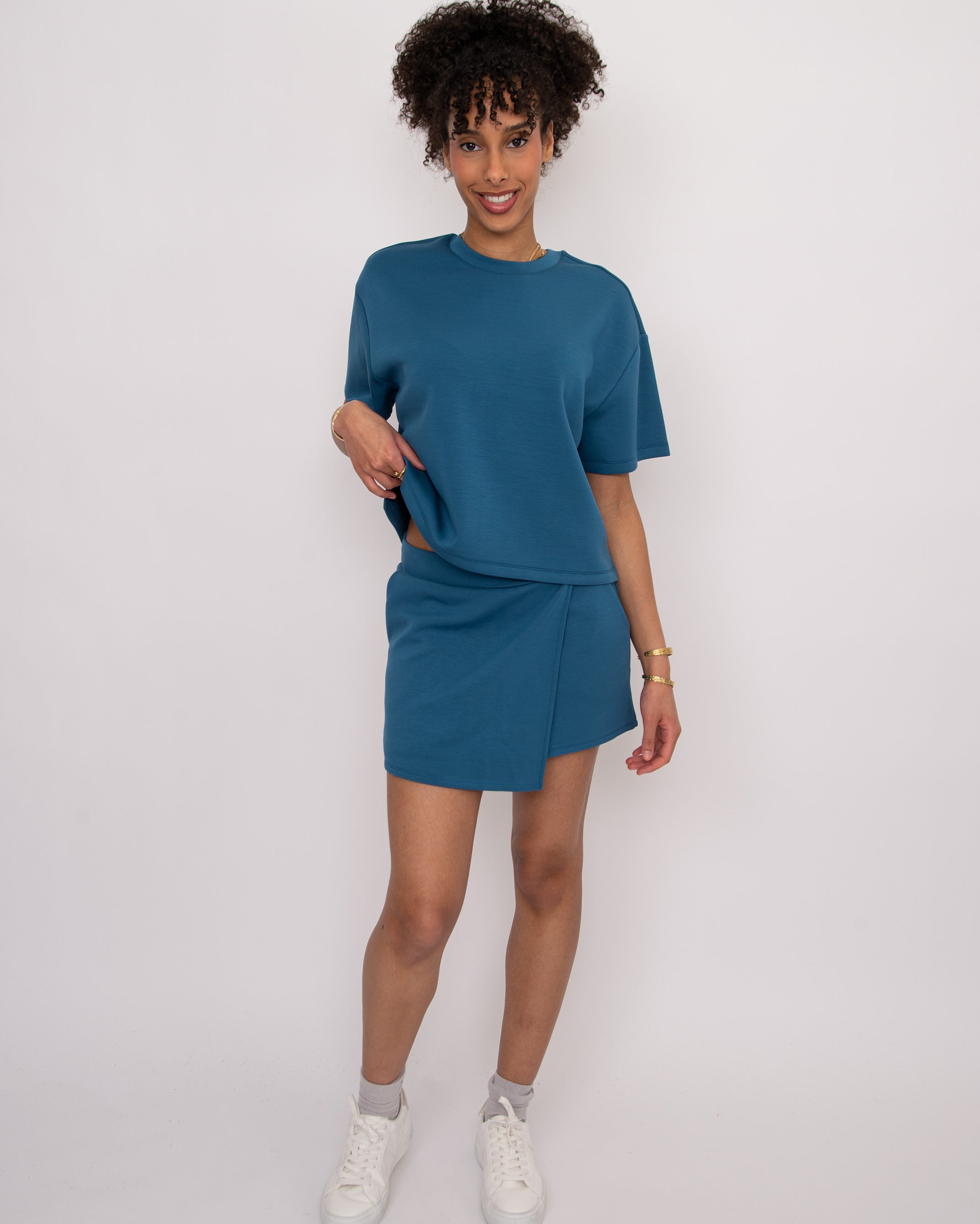 TESS SOFT KNIT TEE - BORDER BLUE