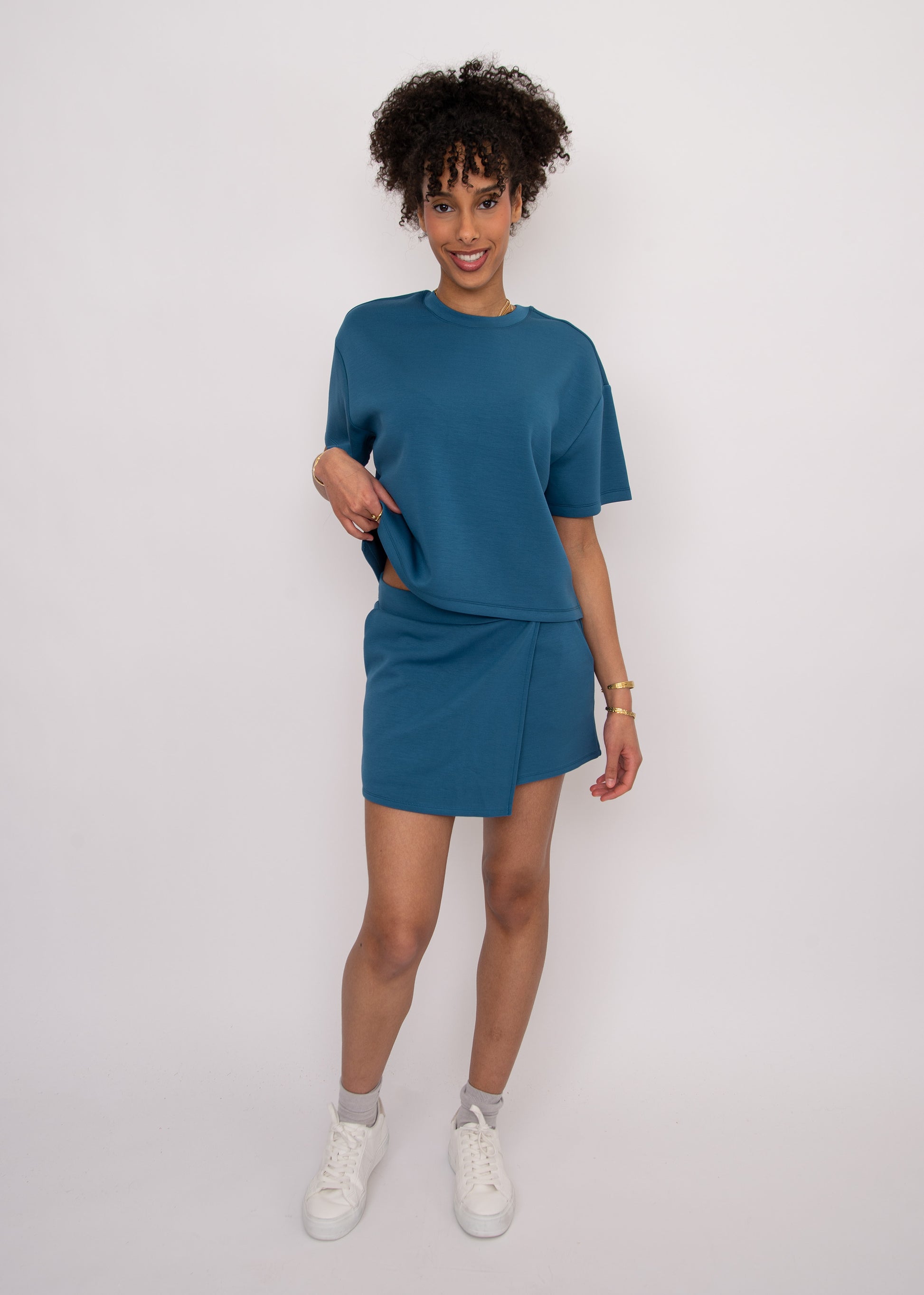 TESS SOFT KNIT TEE - BORDER BLUE