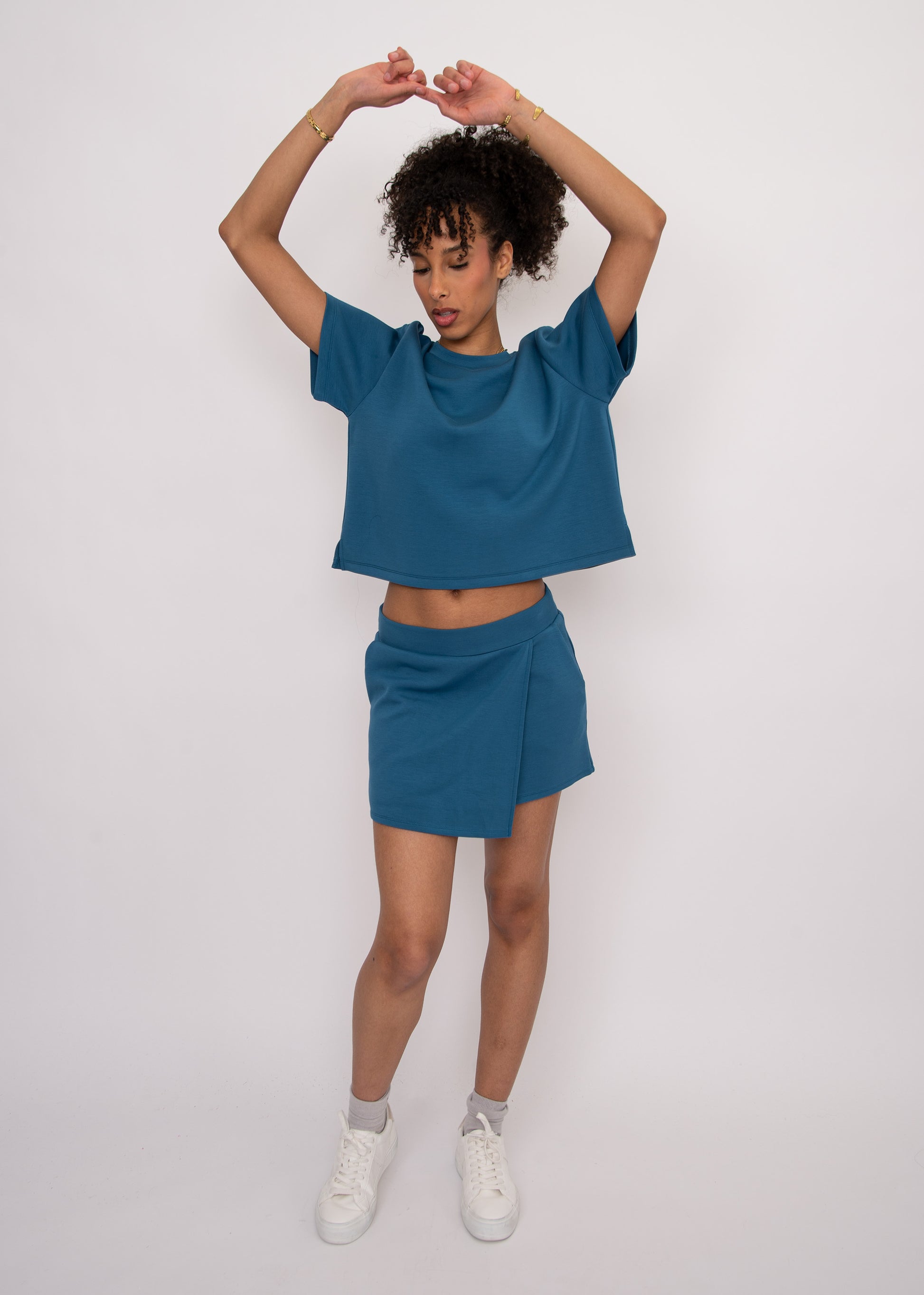 TESS SOFT KNIT TEE - BORDER BLUE