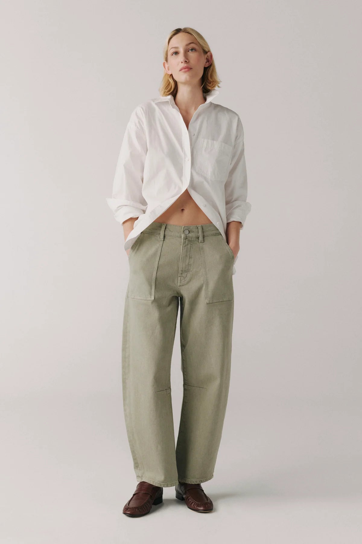 WARP + WEFT BNA SOFT BARREL JEANS - LAUREL GREEN
