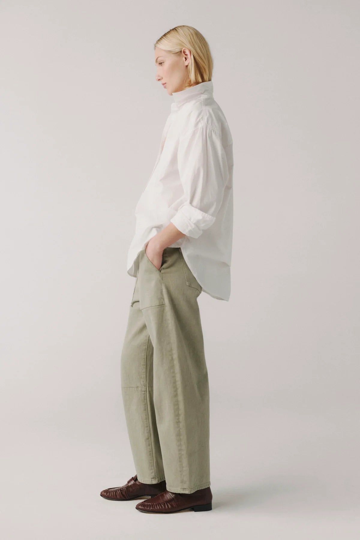 WARP + WEFT BNA SOFT BARREL JEANS - LAUREL GREEN