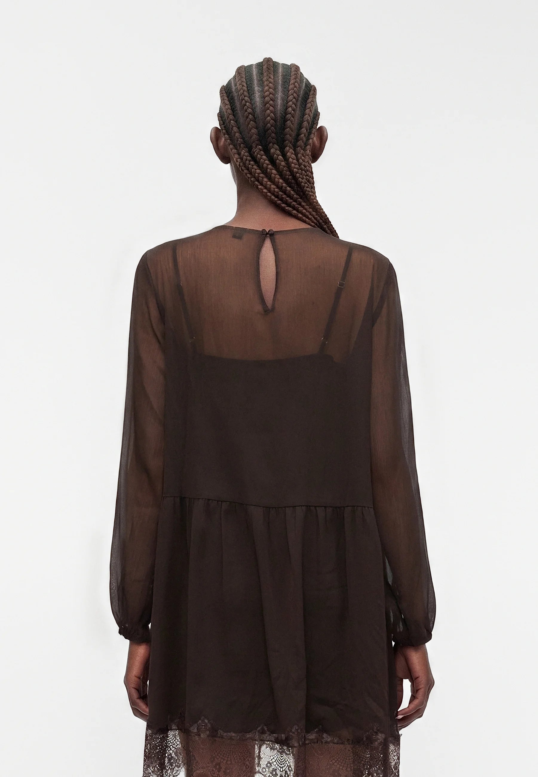 VM LALIE LS LACE DRESS - CHOCOLATE TORTE