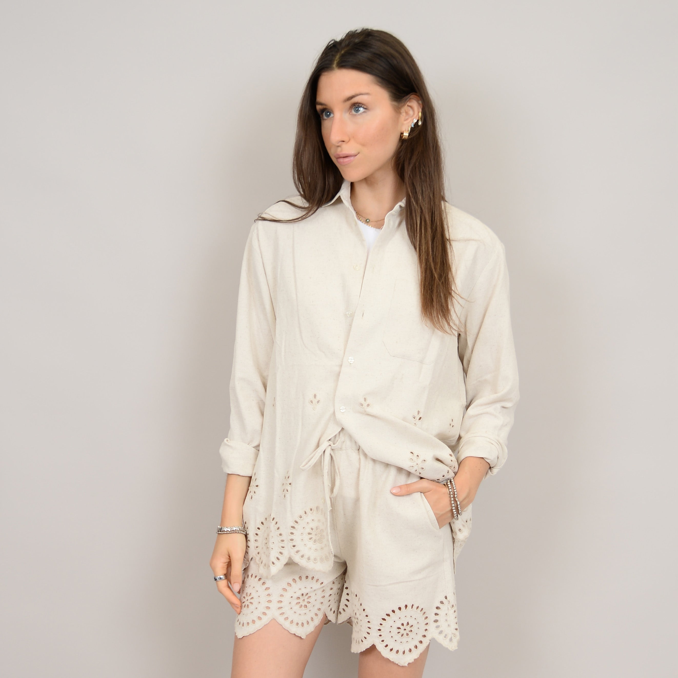 SHAYA SCALLOP SHIRT - LINEN