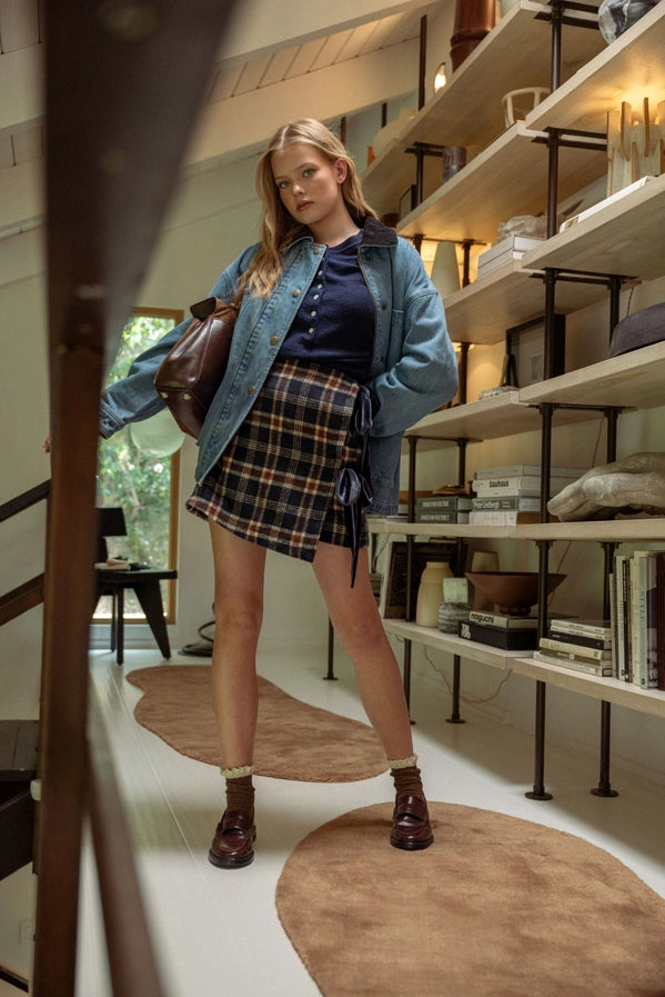 CORDUROY COLLAR DENIM UTILITY JACKET - DARK WASH