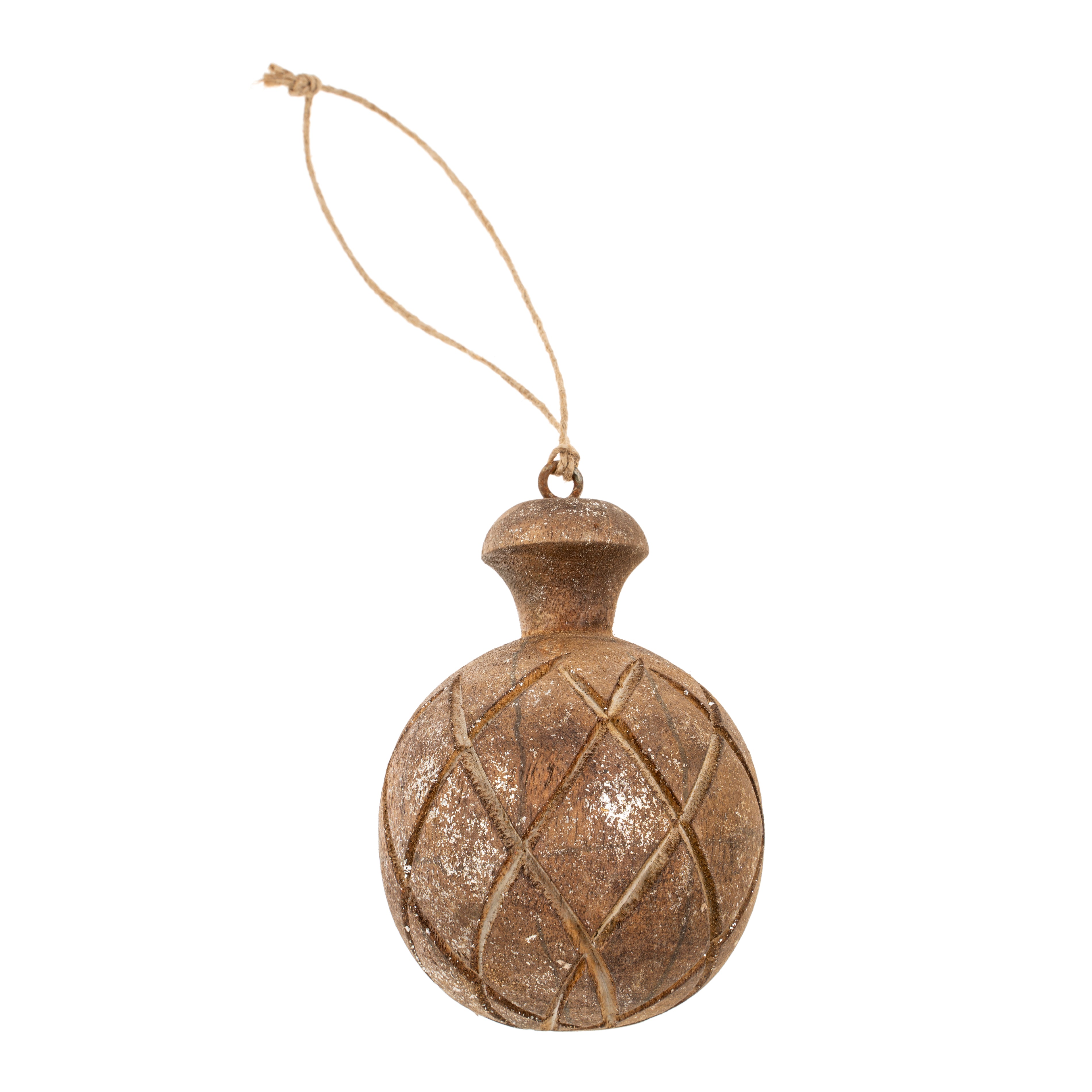 WOODEN BALL ORNAMENT - BROWN