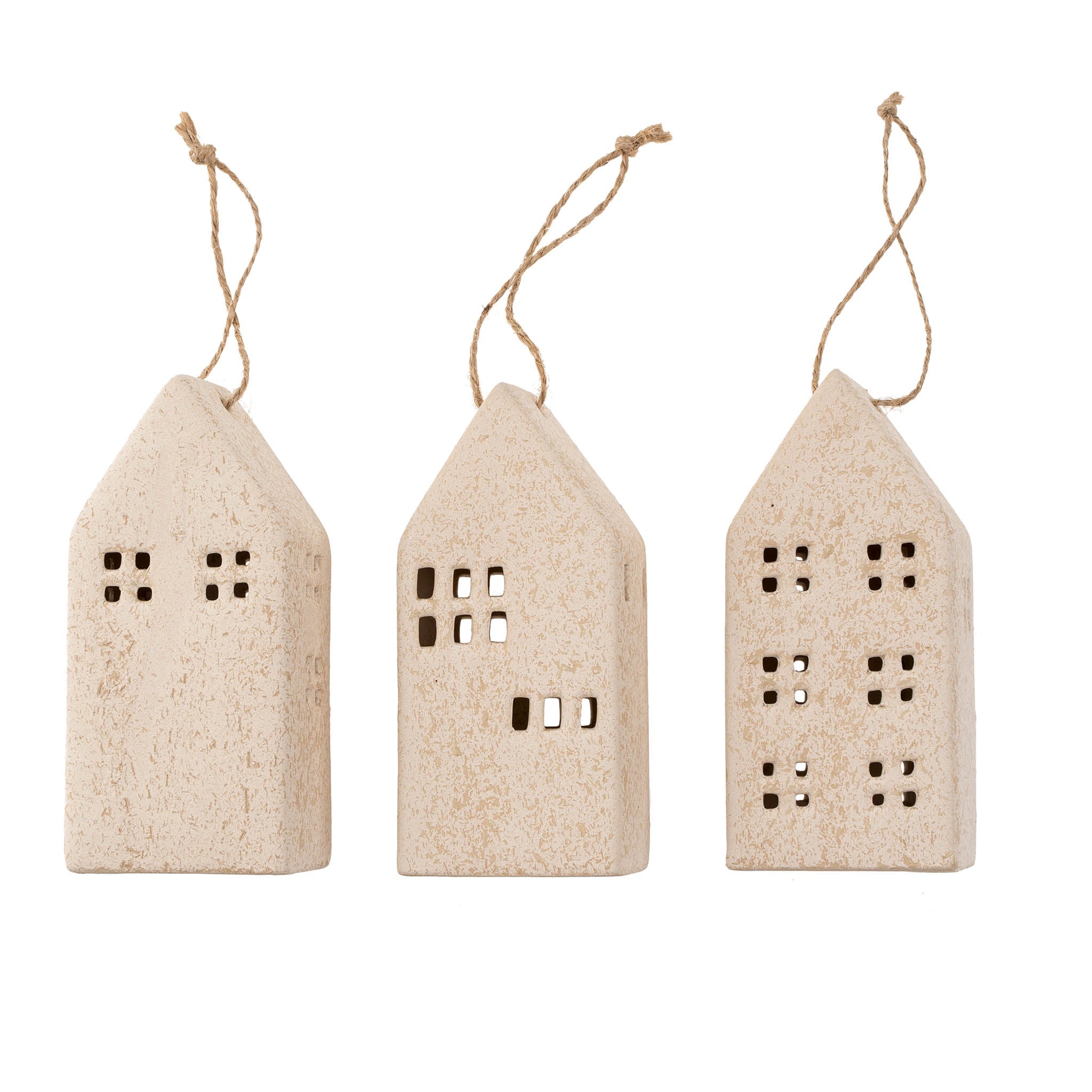 CERAMIC HOUSE ORNAMENTS - CREAM