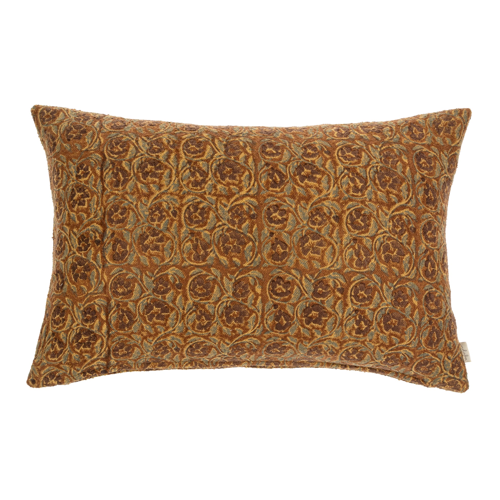 16X24 MAYUR BLOCK PRINT BOUCLE PILLOW - BROWN