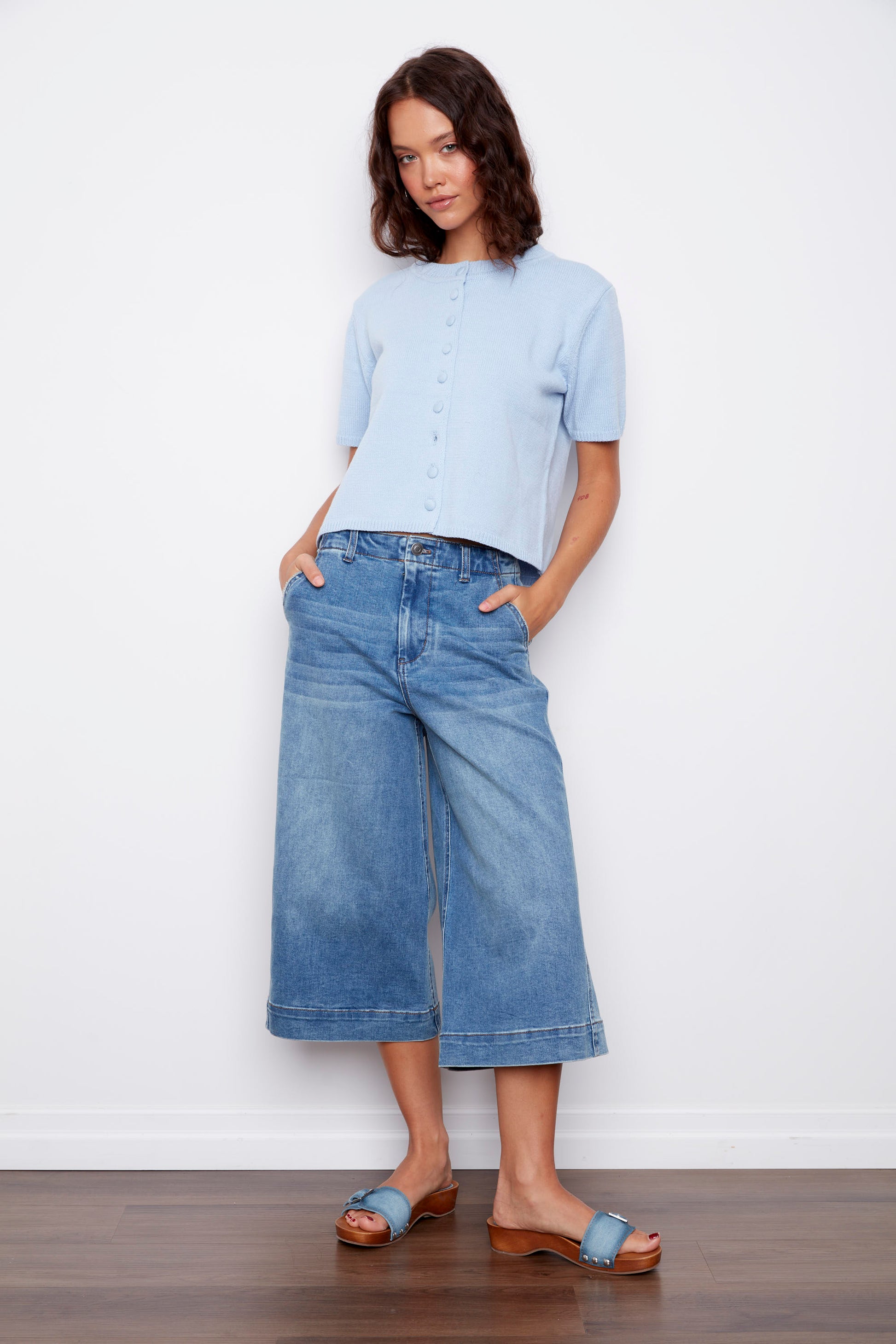 SHIA SHORT SLEEVE CARDIGAN - LIGHT BLUE