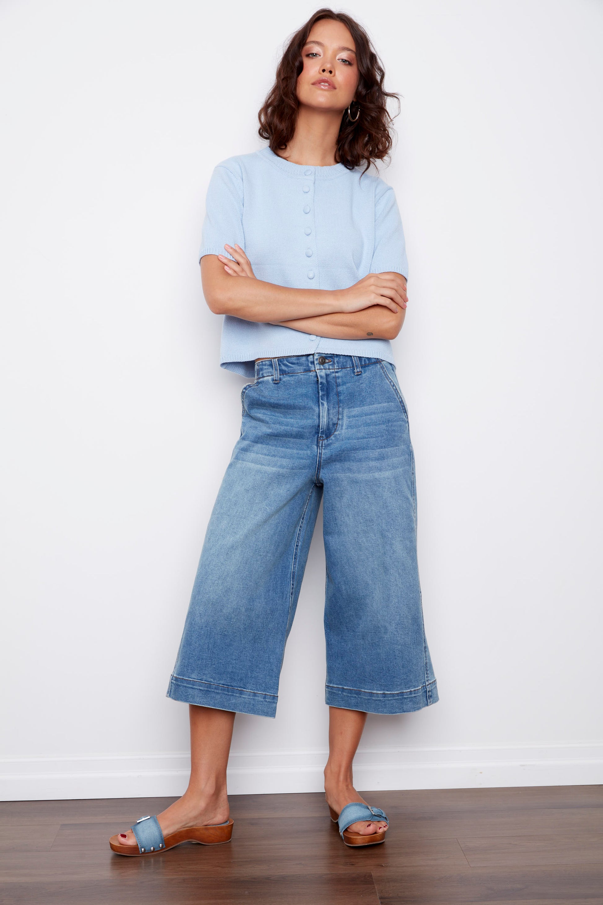 SHIA SHORT SLEEVE CARDIGAN - LIGHT BLUE