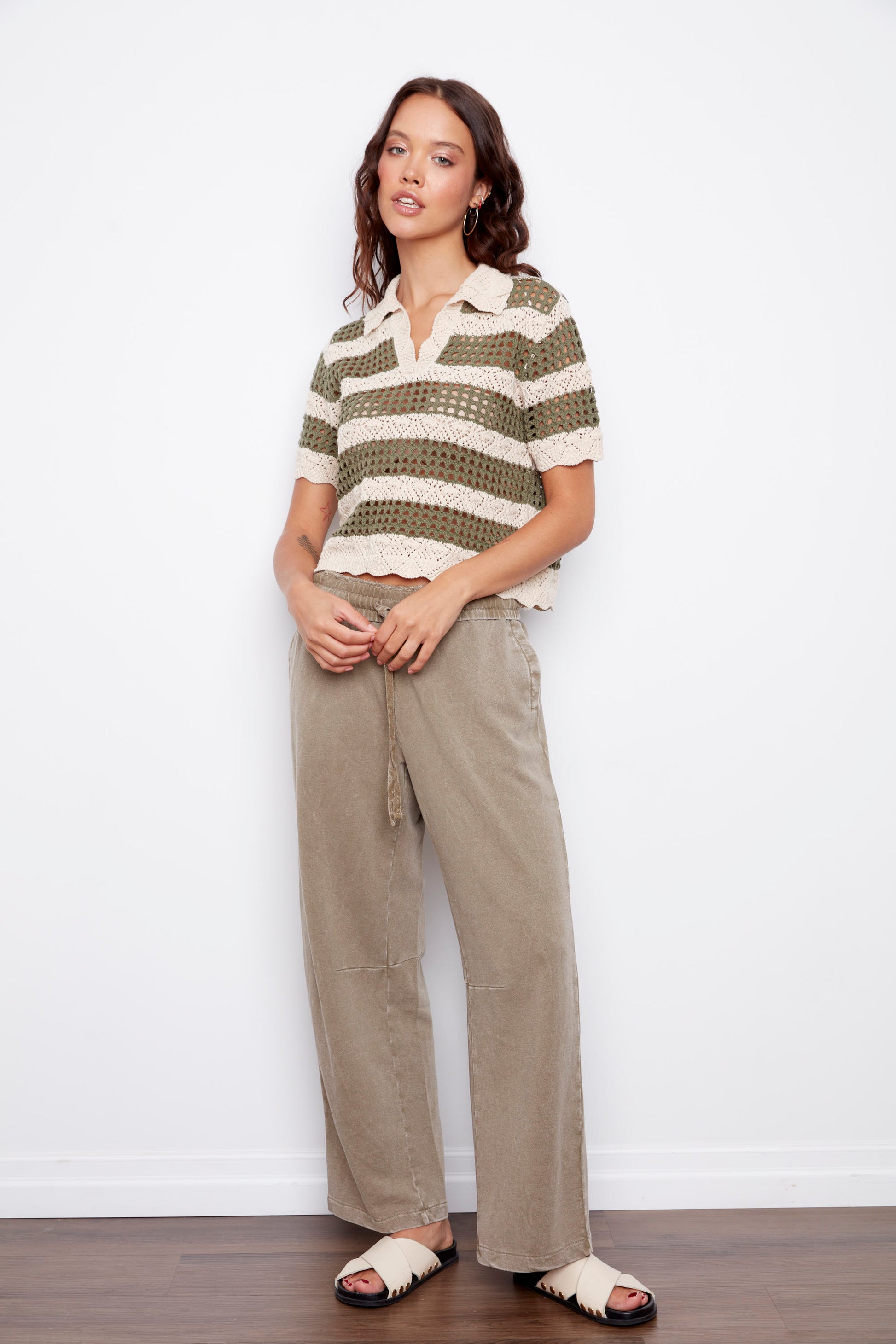 DELLA SS KNIT JOHNNY PULLOVER - WHITE BEACH