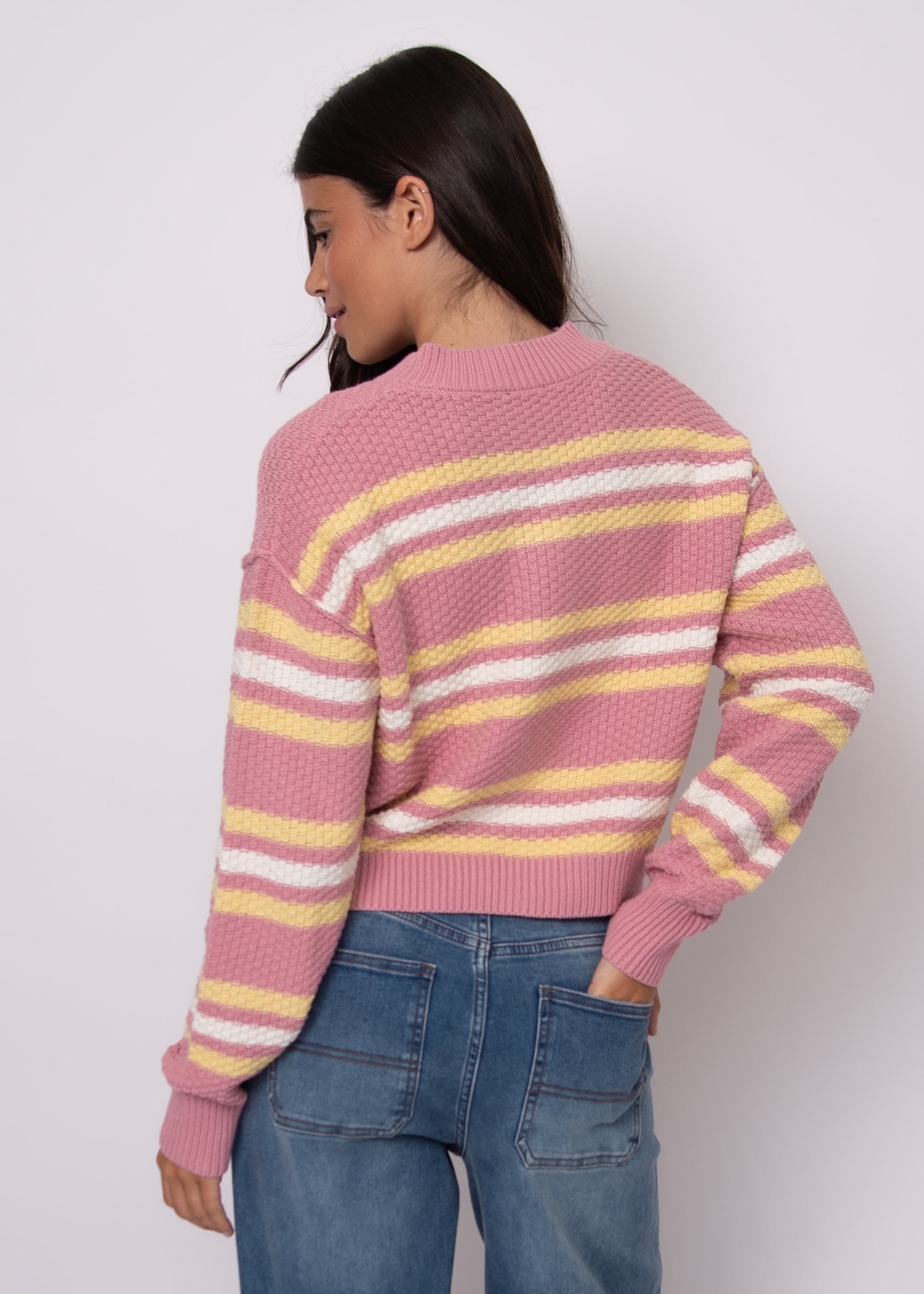 LAVANA LONG SLEEVE CREW NECK CARDIGAN - PETAL PINK