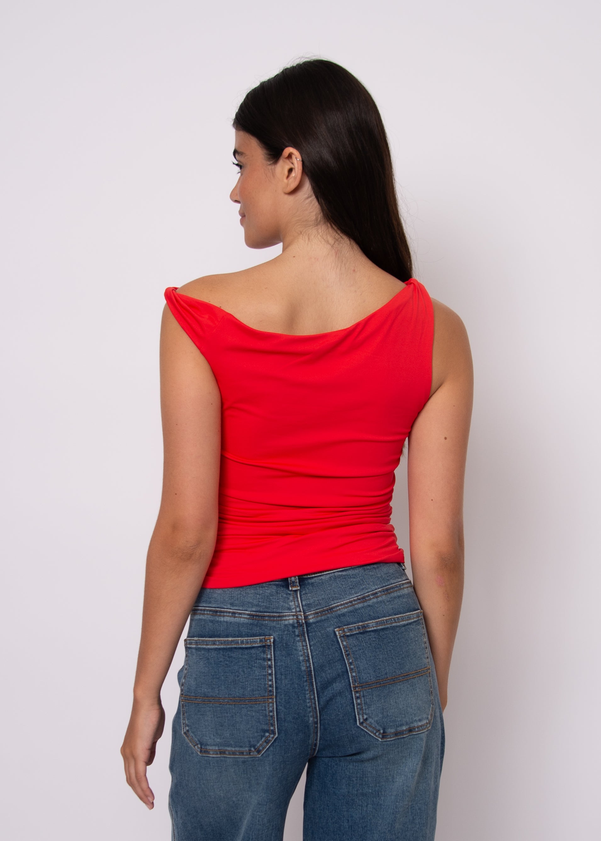 CHARLOTTE RUCHED TOP - CHERRY