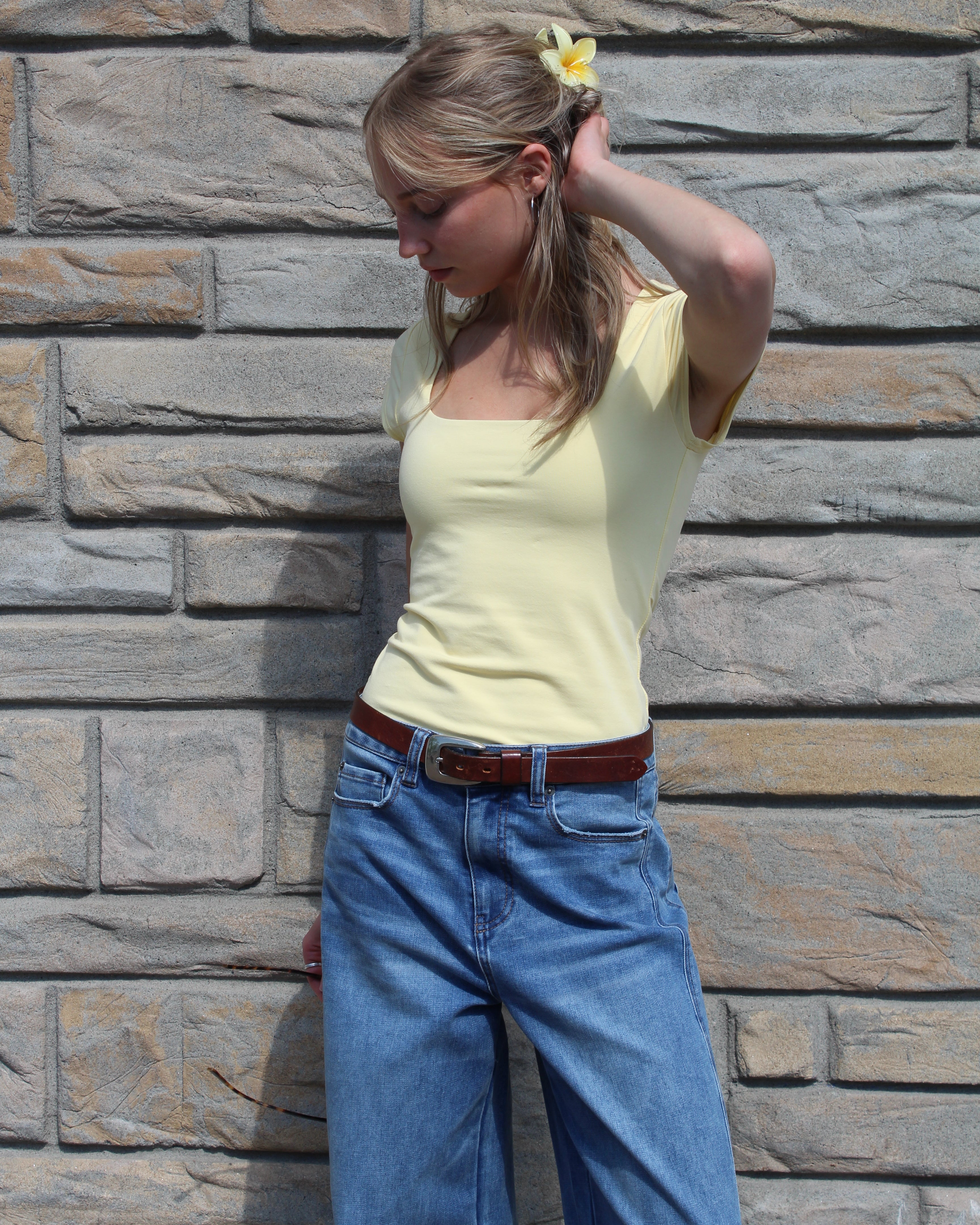 COTTON CORE SHAYLA CAP SLEEVE TEE - DOUBLE CREAM