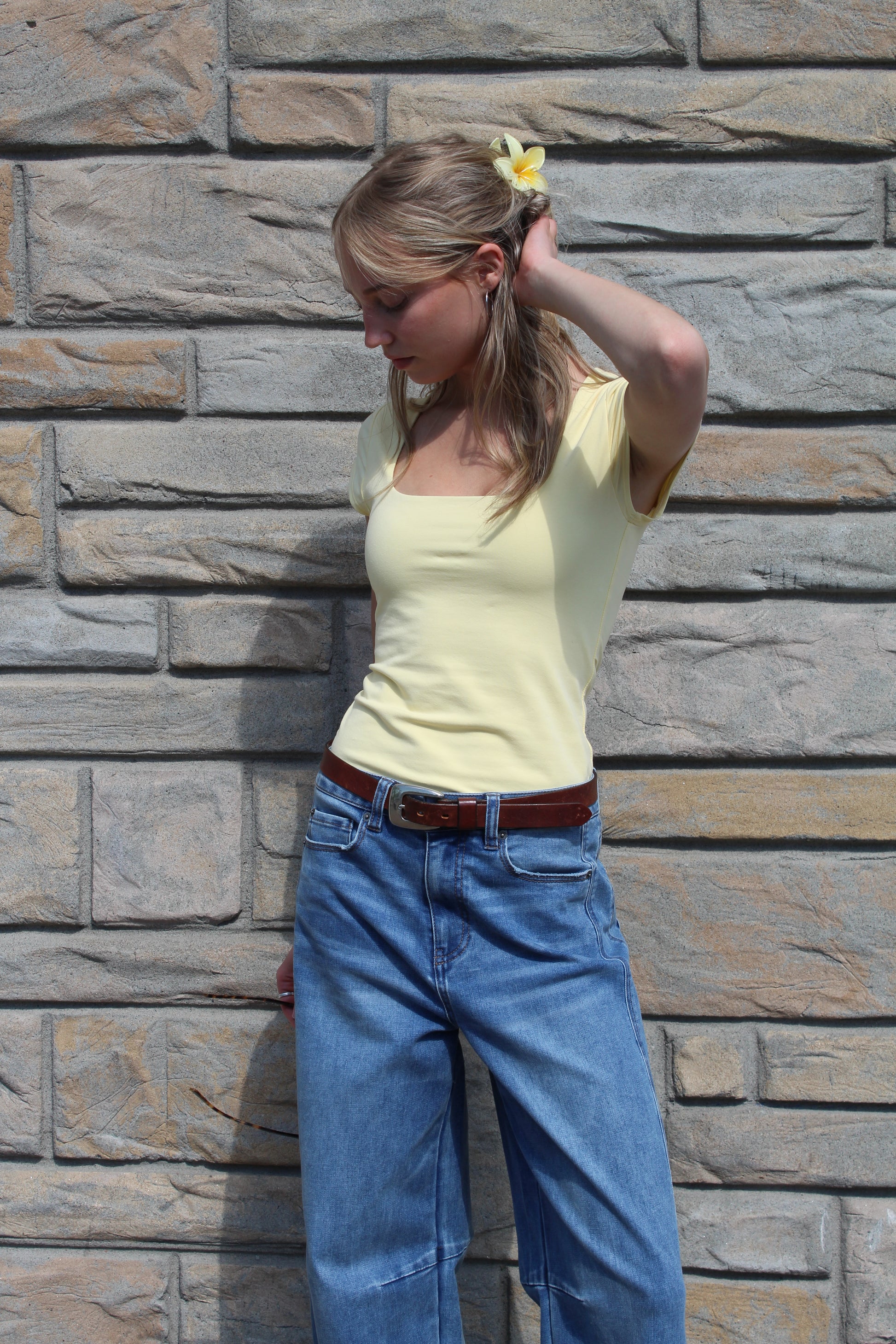 COTTON CORE SHAYLA CAP SLEEVE TEE - DOUBLE CREAM