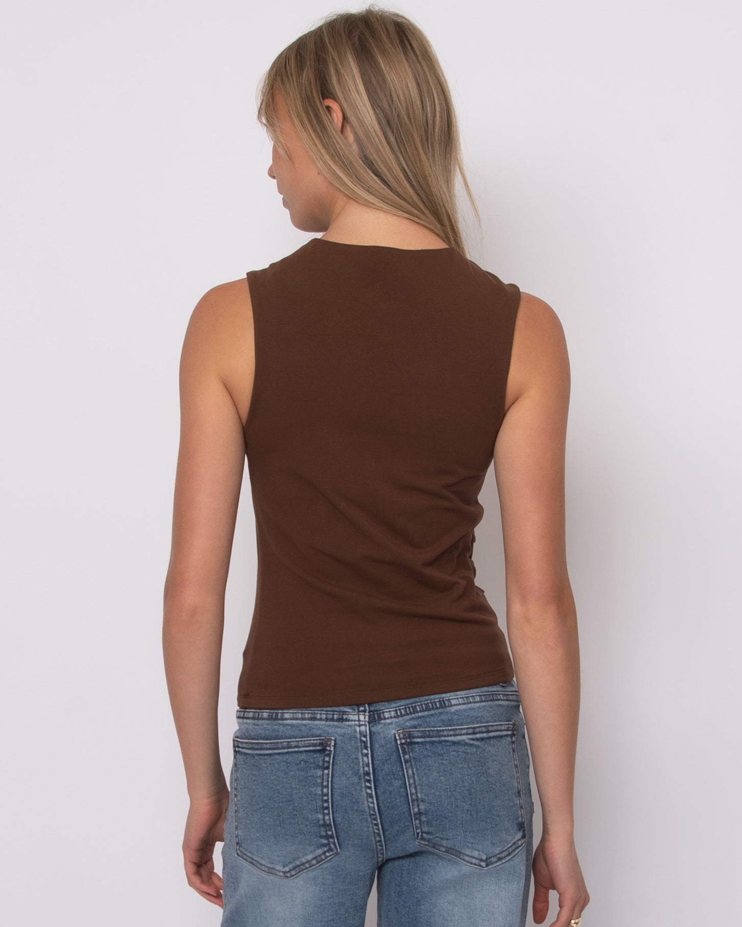 COTTON CORE RURI DRAPED TANK - MAHOGANY