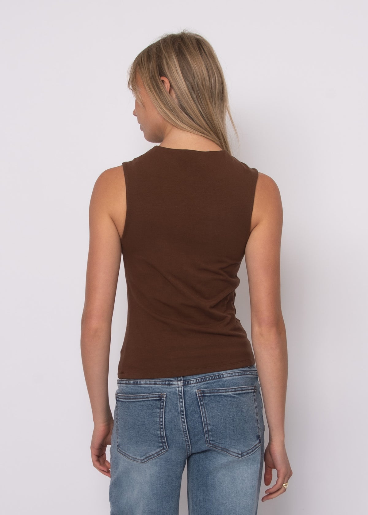 COTTON CORE RURI DRAPED TANK - MAHOGANY