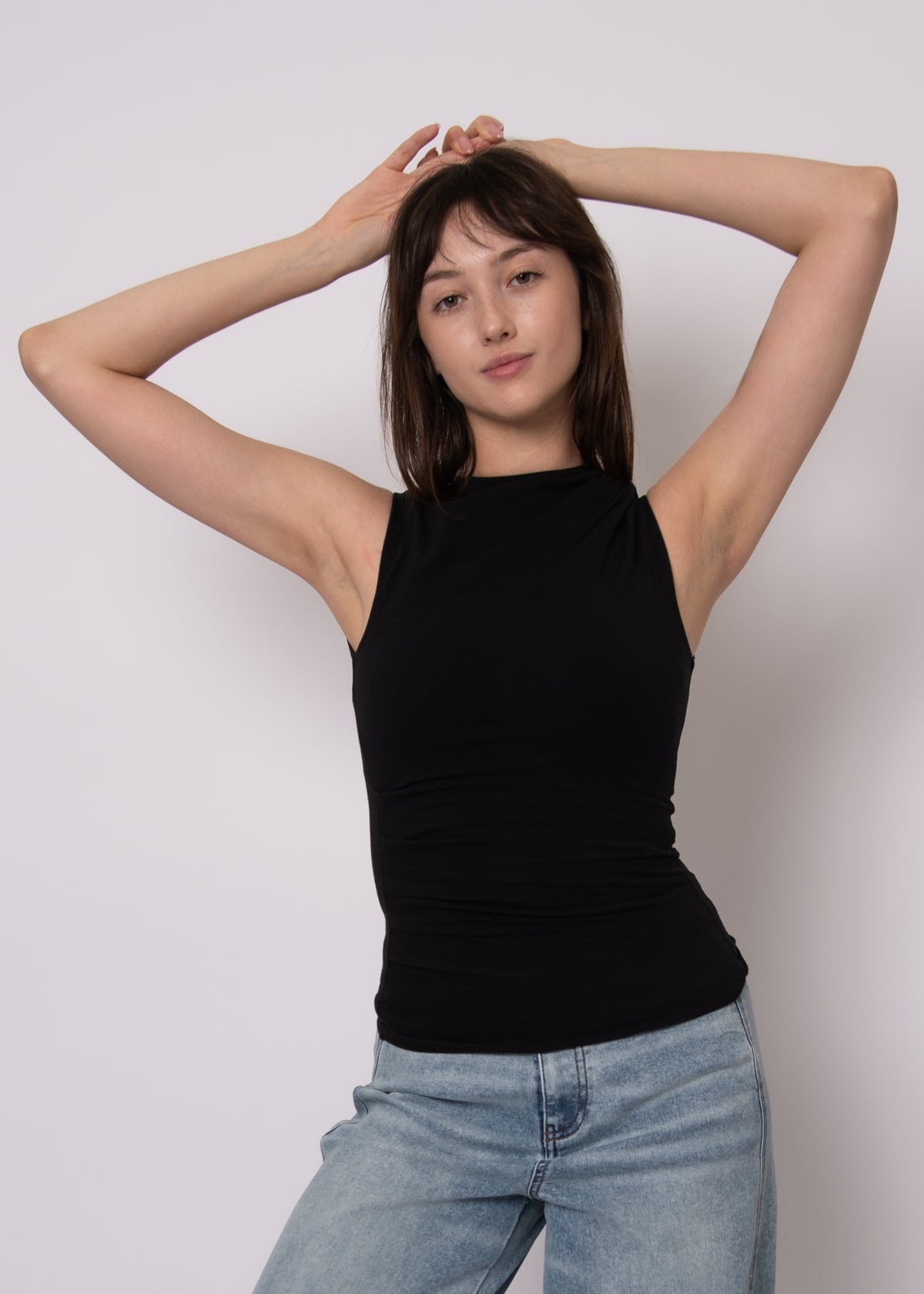 COTTON CORE RURI DRAPED TANK - BLACK