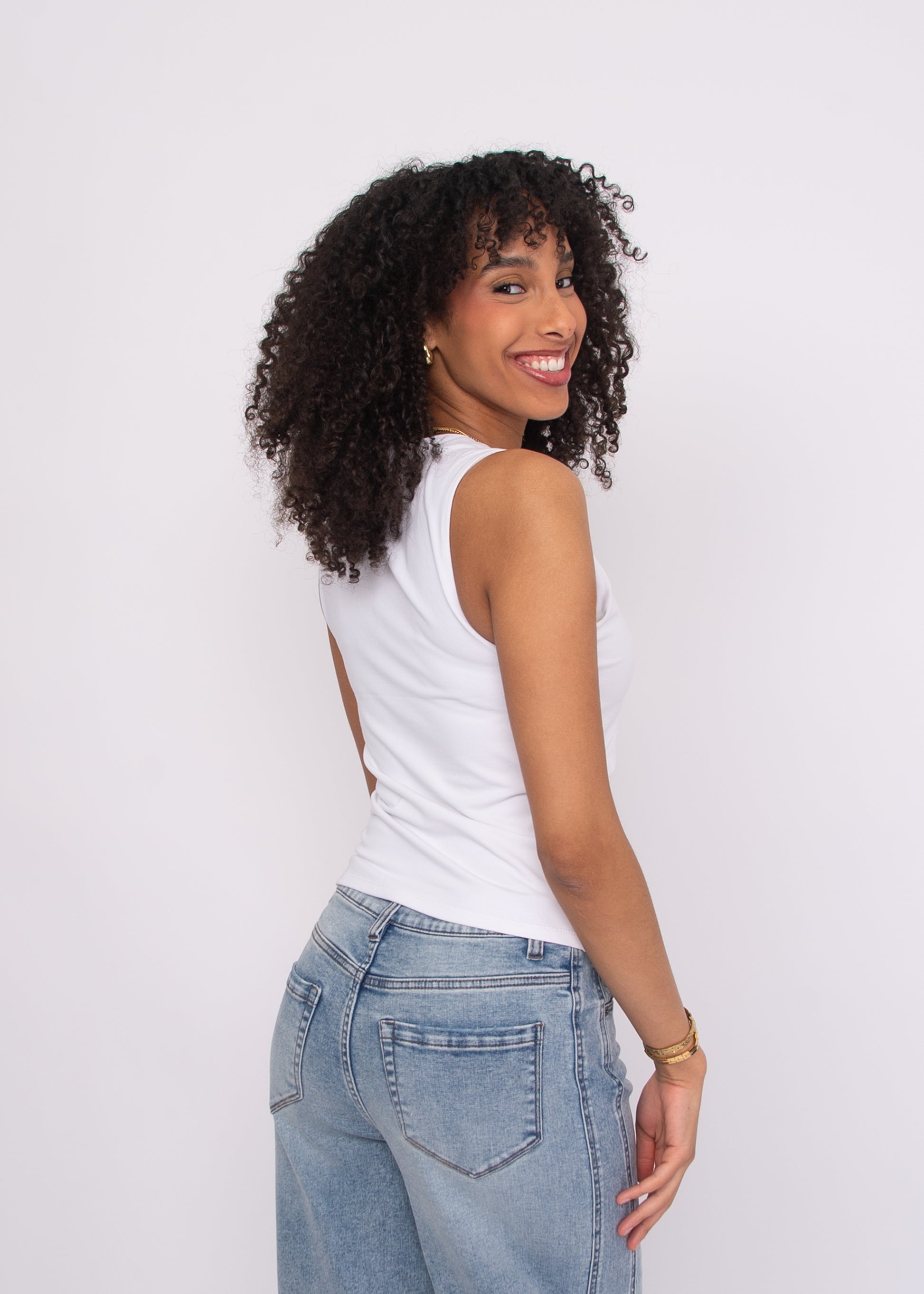 COTTON CORE RURI DRAPED TANK - WHITE