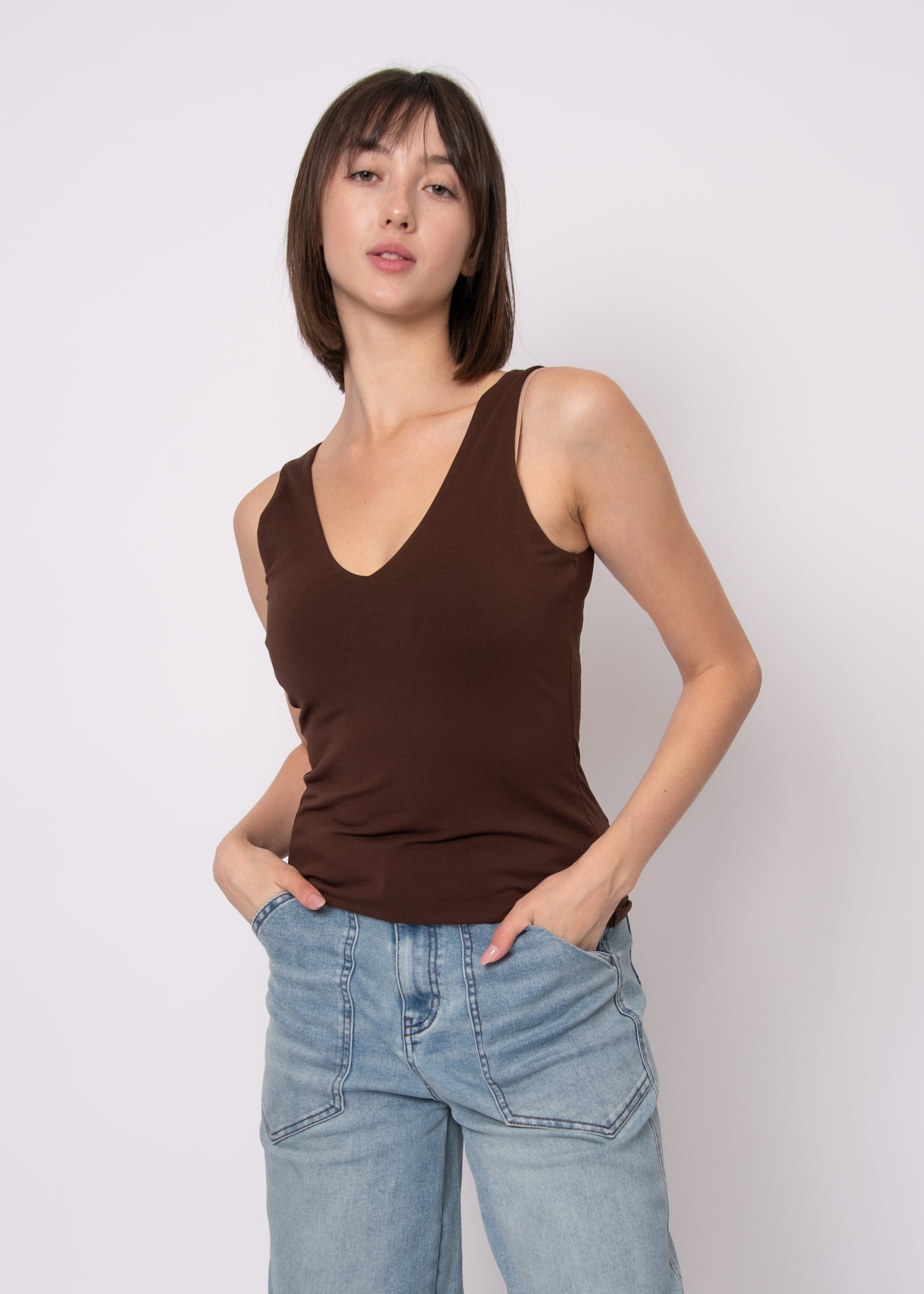 COTTON CORE VALENTINA TANK - MOCHA