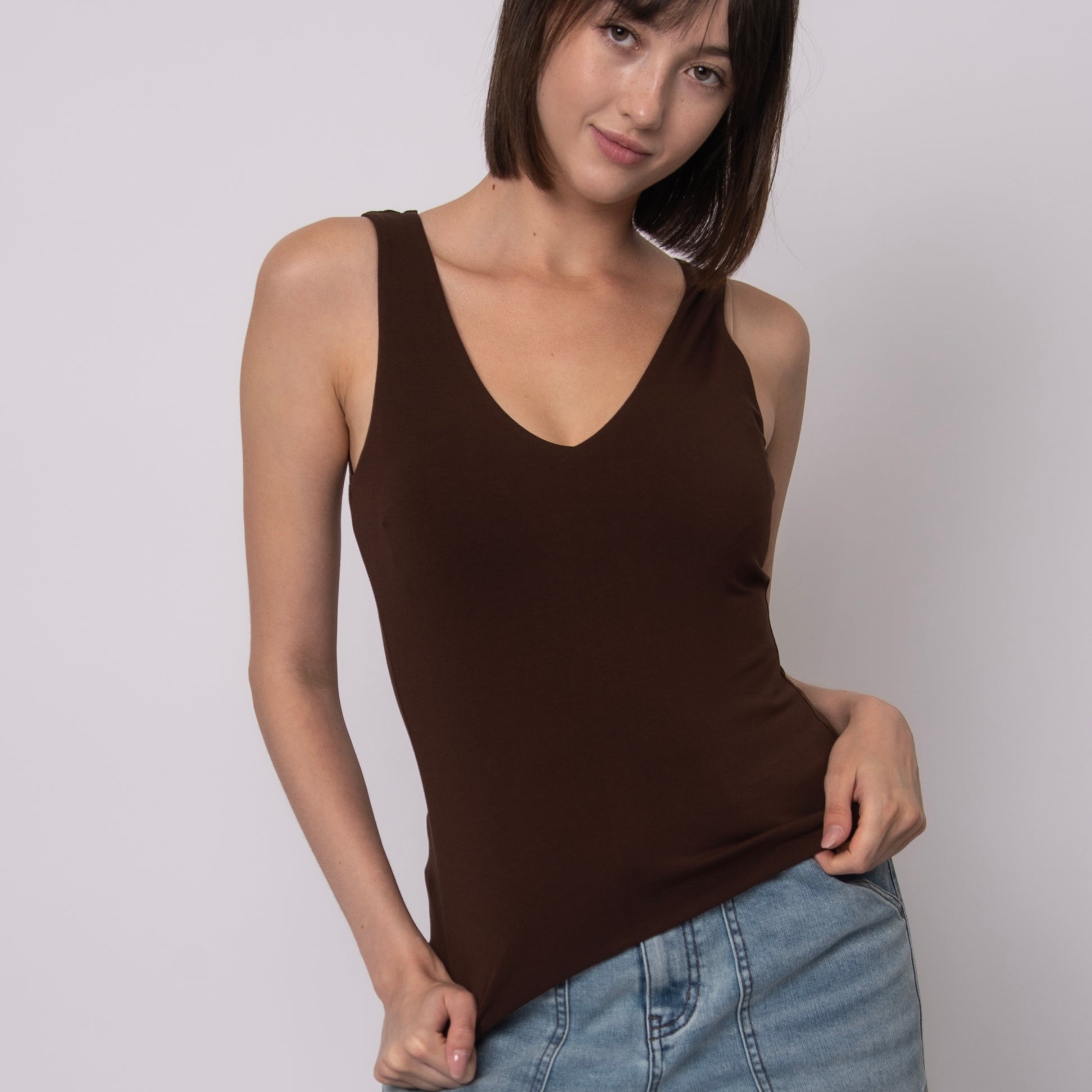 COTTON CORE VALENTINA TANK - MOCHA
