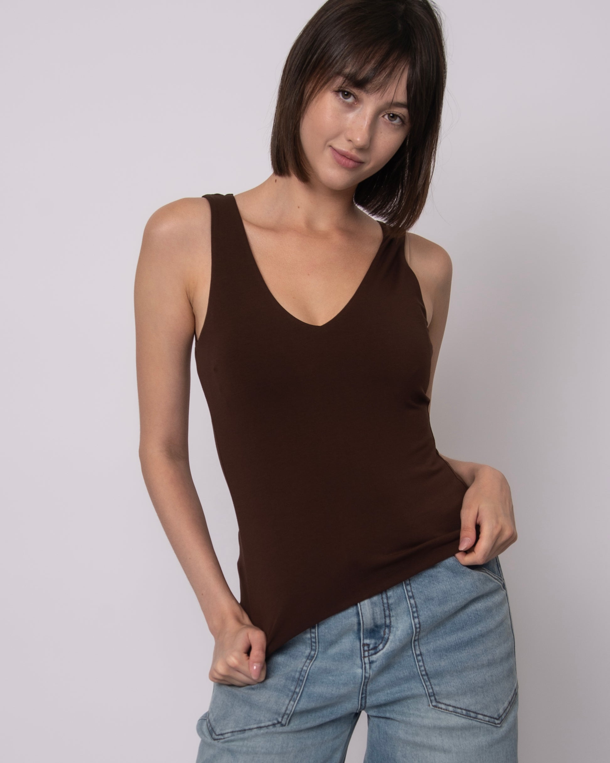 COTTON CORE VALENTINA TANK - MOCHA