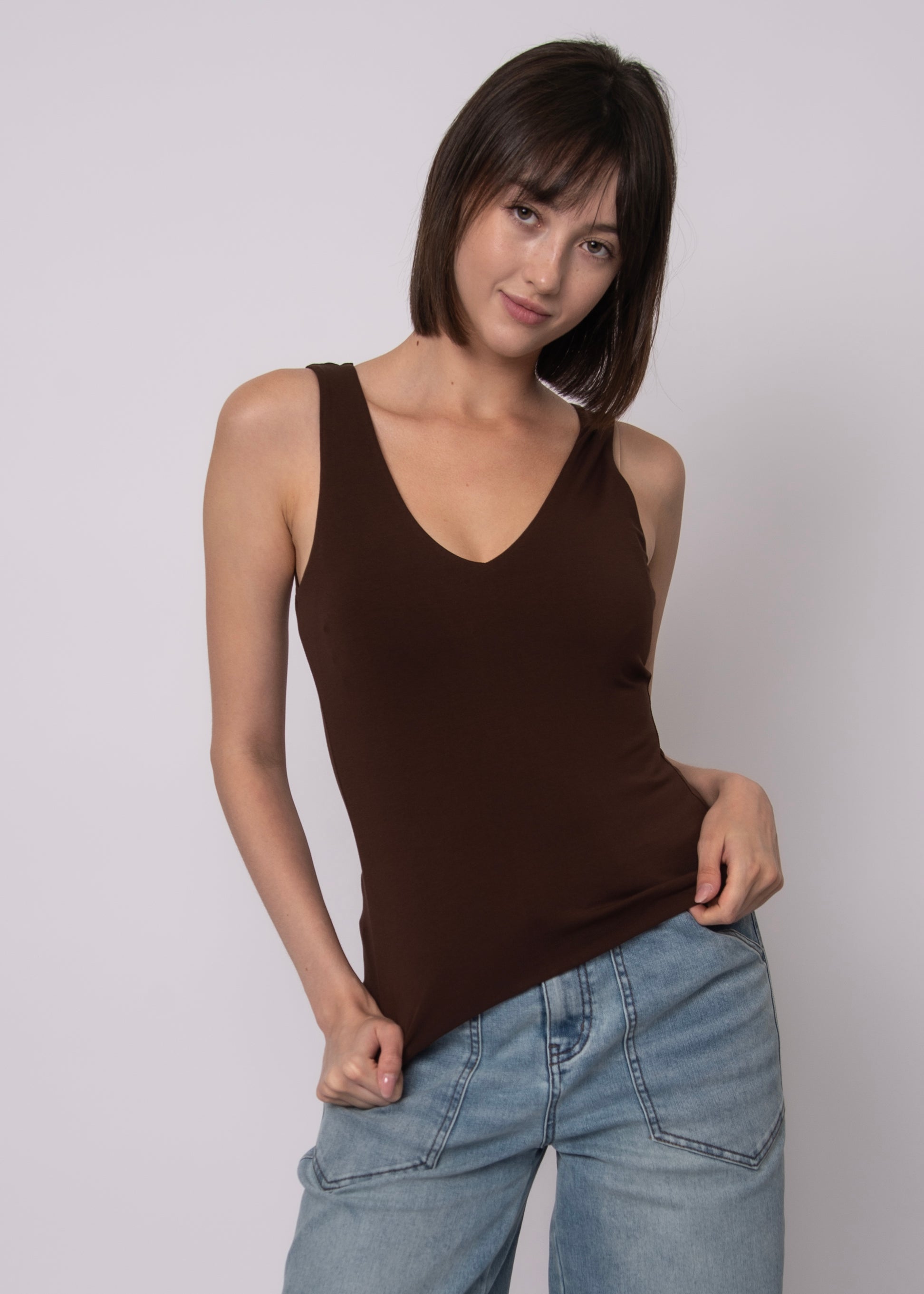 COTTON CORE VALENTINA TANK - MOCHA