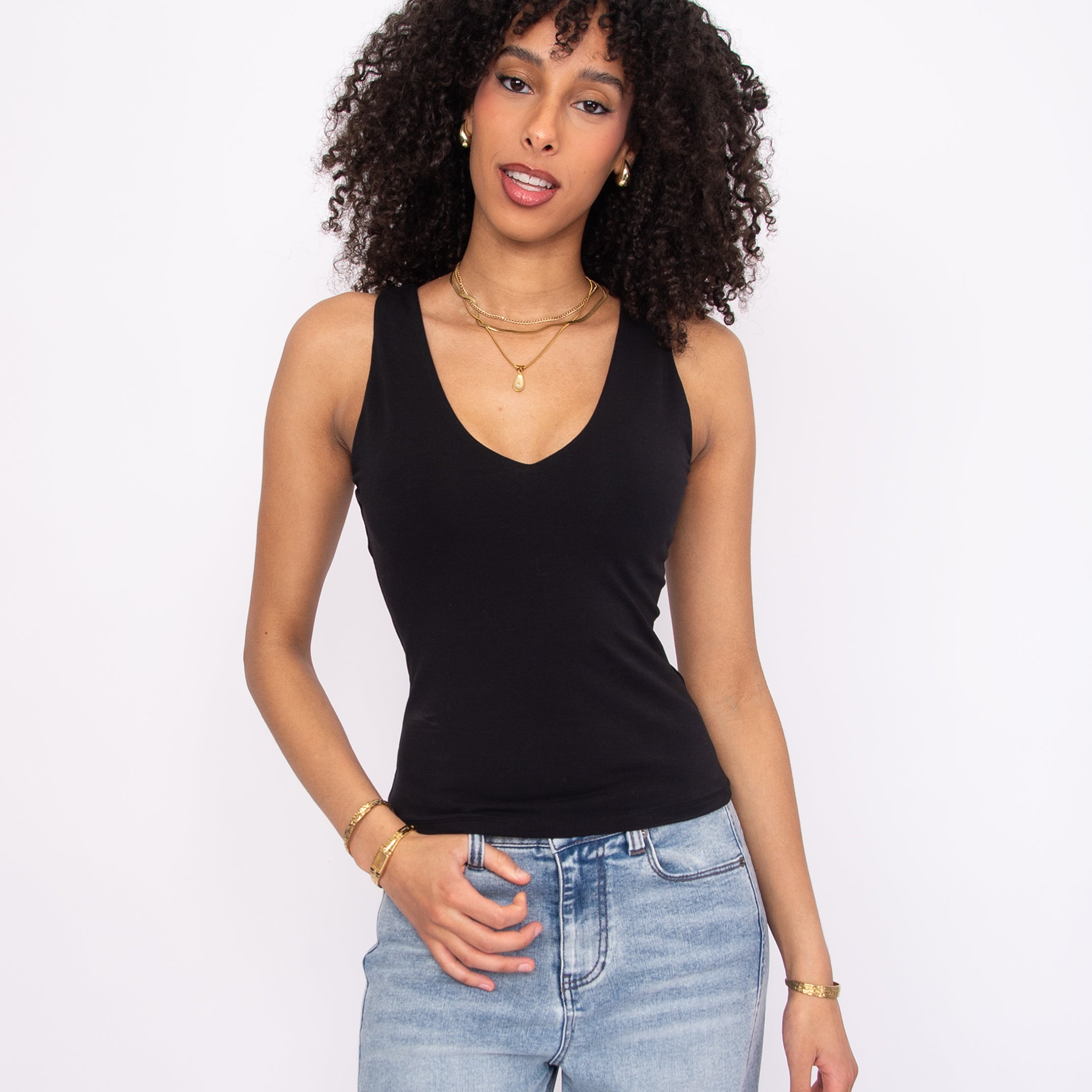 COTTON CORE VALENTINA TANK - BLACK