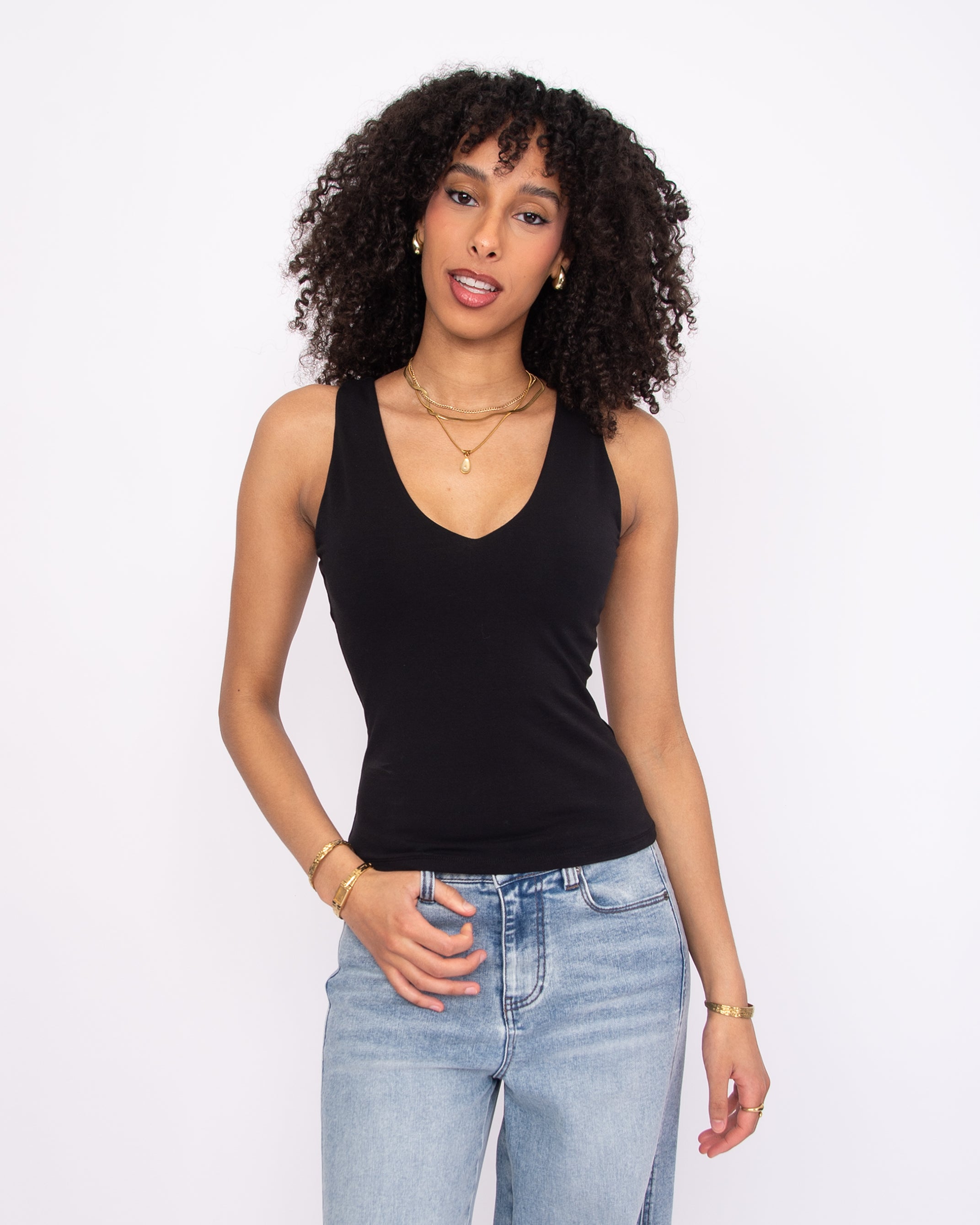 COTTON CORE VALENTINA TANK - BLACK