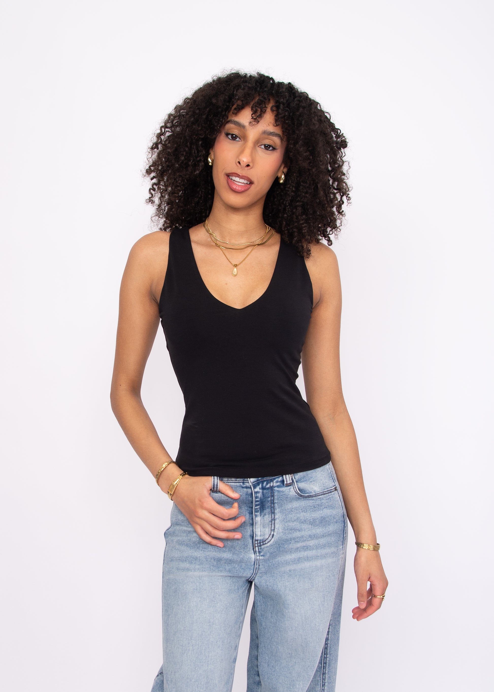 COTTON CORE VALENTINA TANK - BLACK